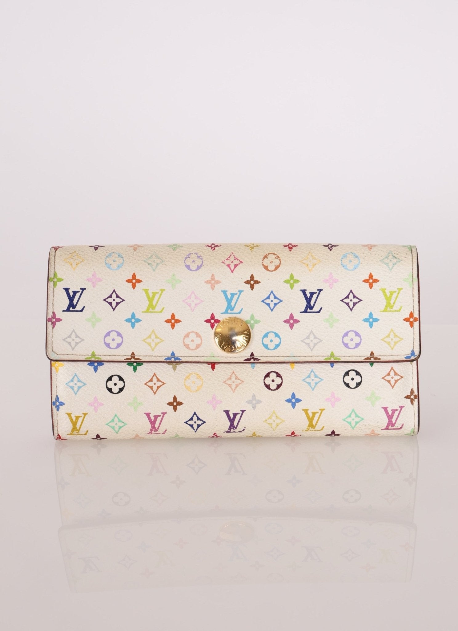 Limited Edition Louis Vuitton x Takashi Murakami Multicolor Blanc Sarah Wallet - FashioNica