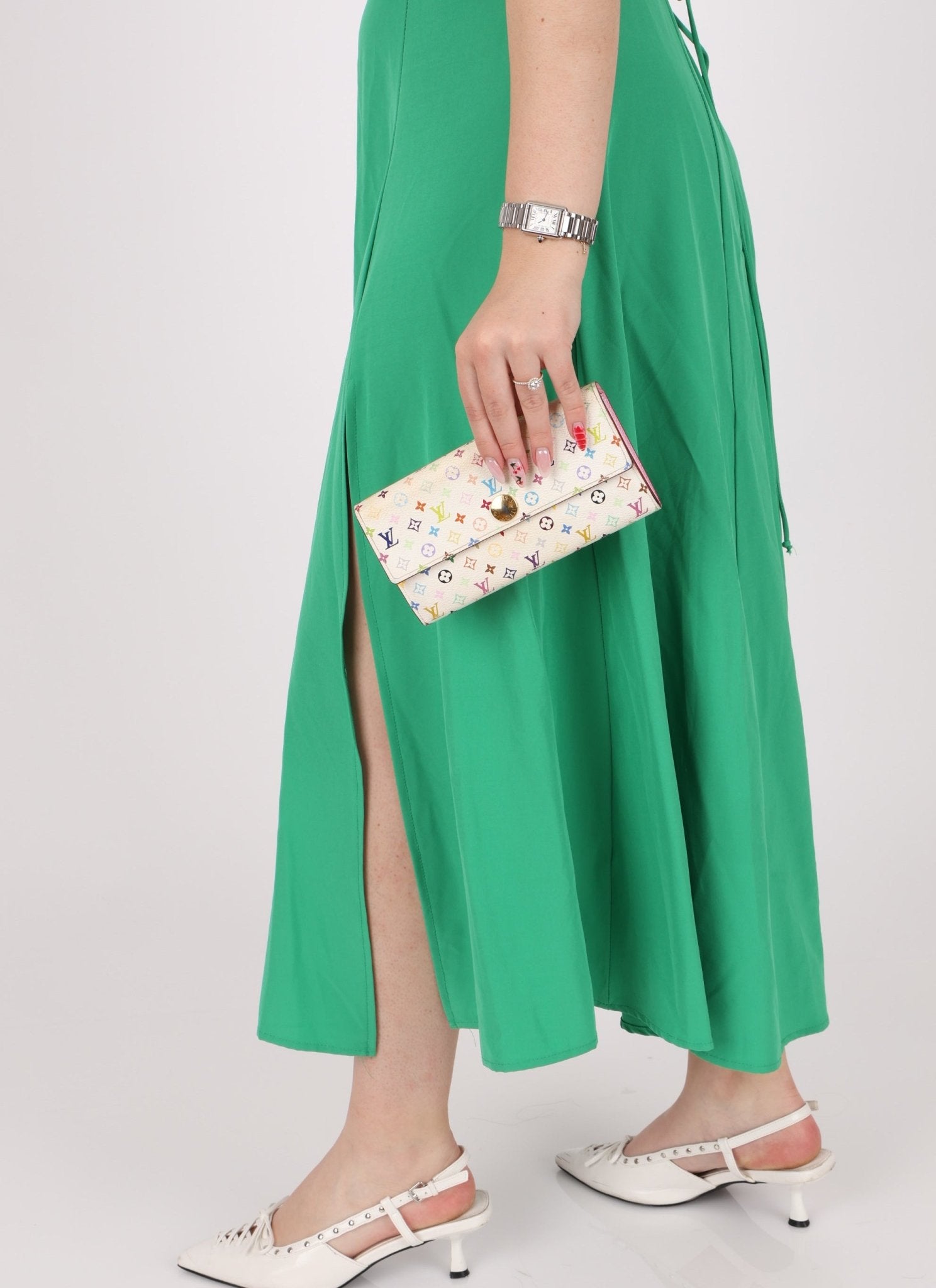 Limited Edition Louis Vuitton x Takashi Murakami Multicolor Blanc Sarah Wallet - FashioNica