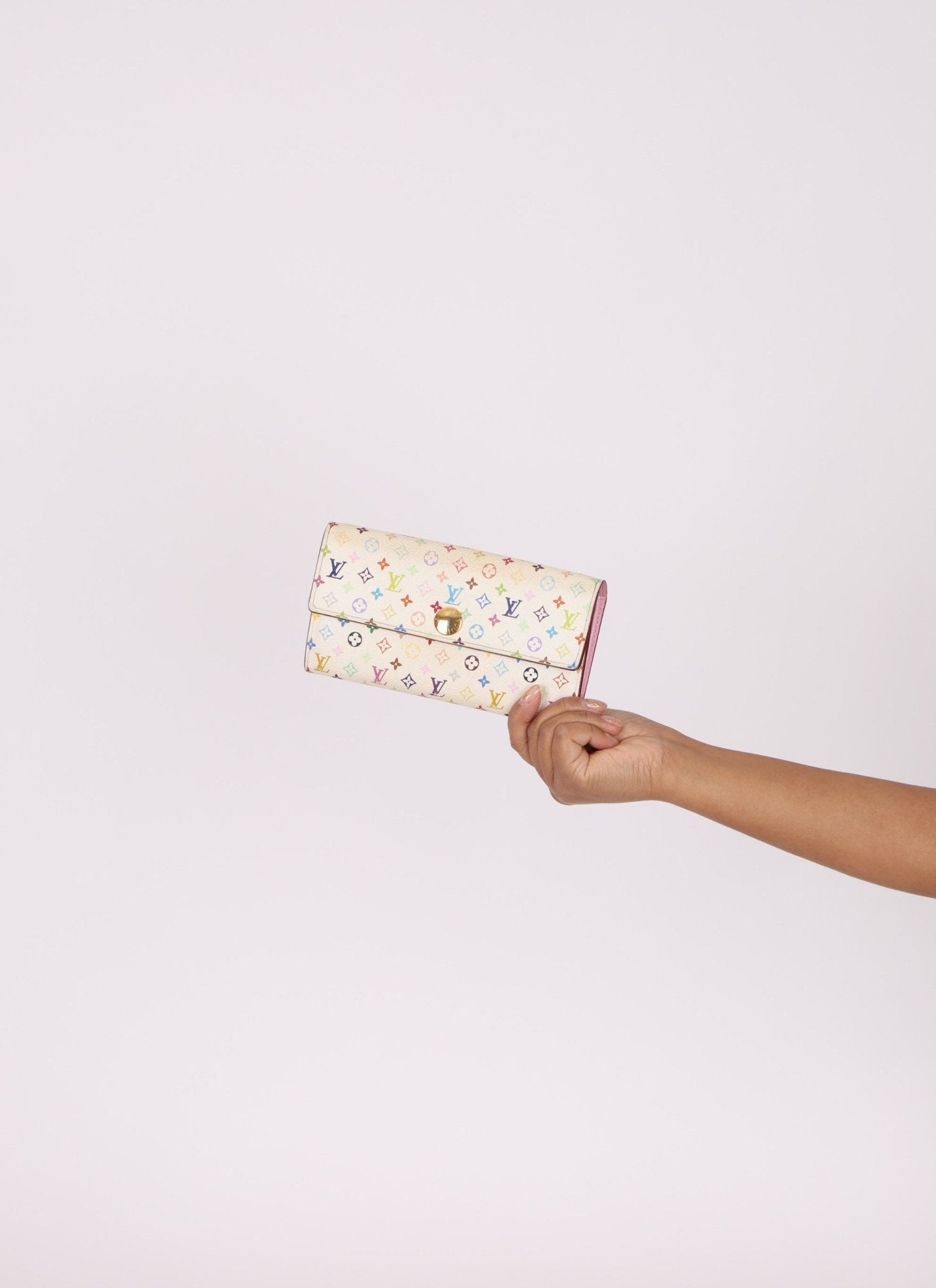 Limited Edition Louis Vuitton x Takashi Murakami Multicolor Blanc Sarah Wallet - FashioNica