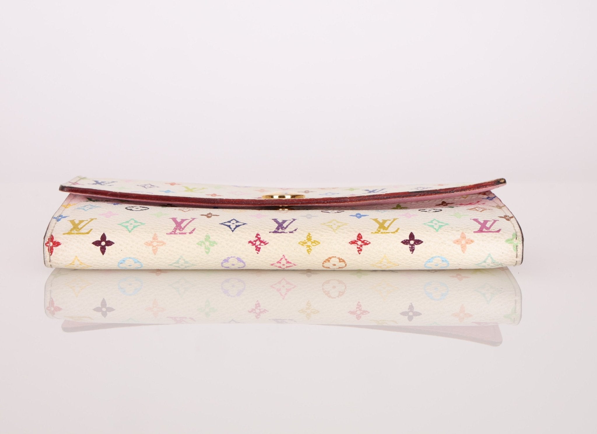 Limited Edition Louis Vuitton x Takashi Murakami Multicolor Blanc Sarah Wallet - FashioNica
