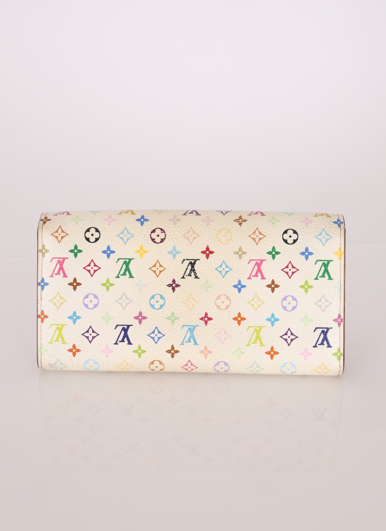 Limited Edition Louis Vuitton x Takashi Murakami Multicolor Blanc Sarah Wallet - FashioNica