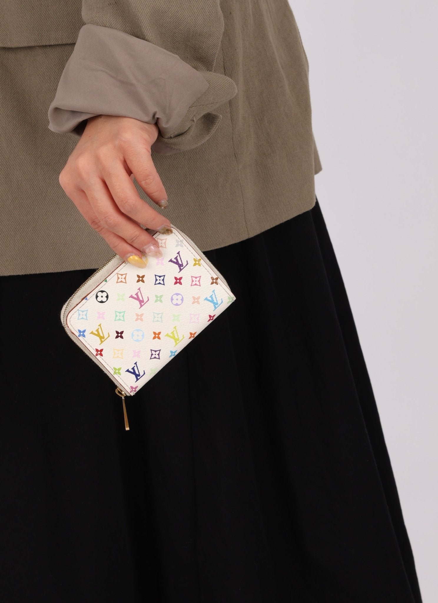 Limited Edition Louis Vuitton x Takashi Murakami Multicolor Blanc Zip Card Holder - FashioNica
