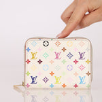 Limited Edition Louis Vuitton x Takashi Murakami Multicolor Blanc Zip Card Holder - FashioNica