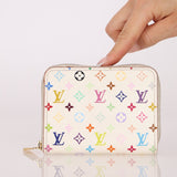 Limited Edition Louis Vuitton x Takashi Murakami Multicolor Blanc Zip Card Holder - FashioNica