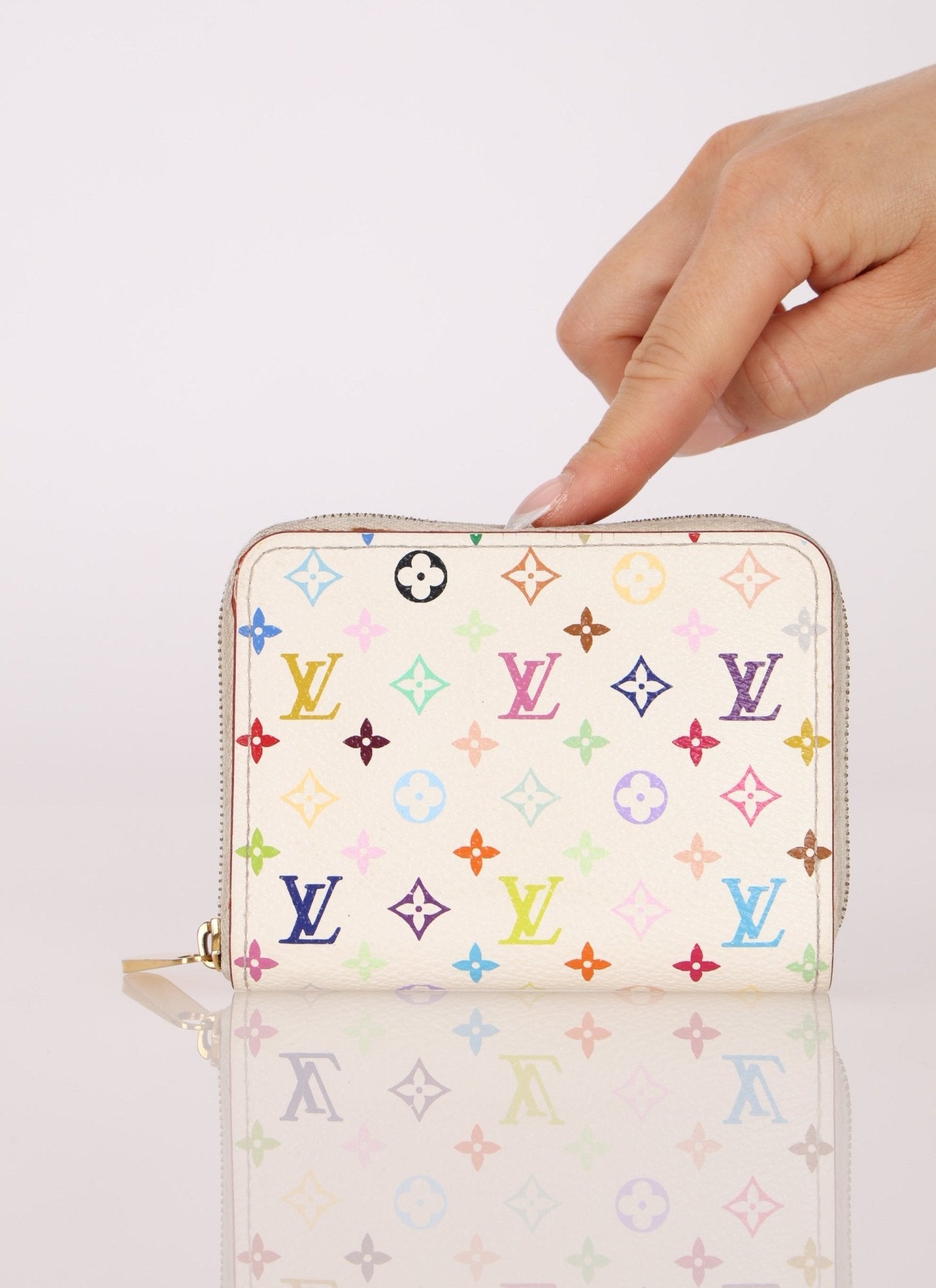 Limited Edition Louis Vuitton x Takashi Murakami Multicolor Blanc Zip Card Holder - FashioNica