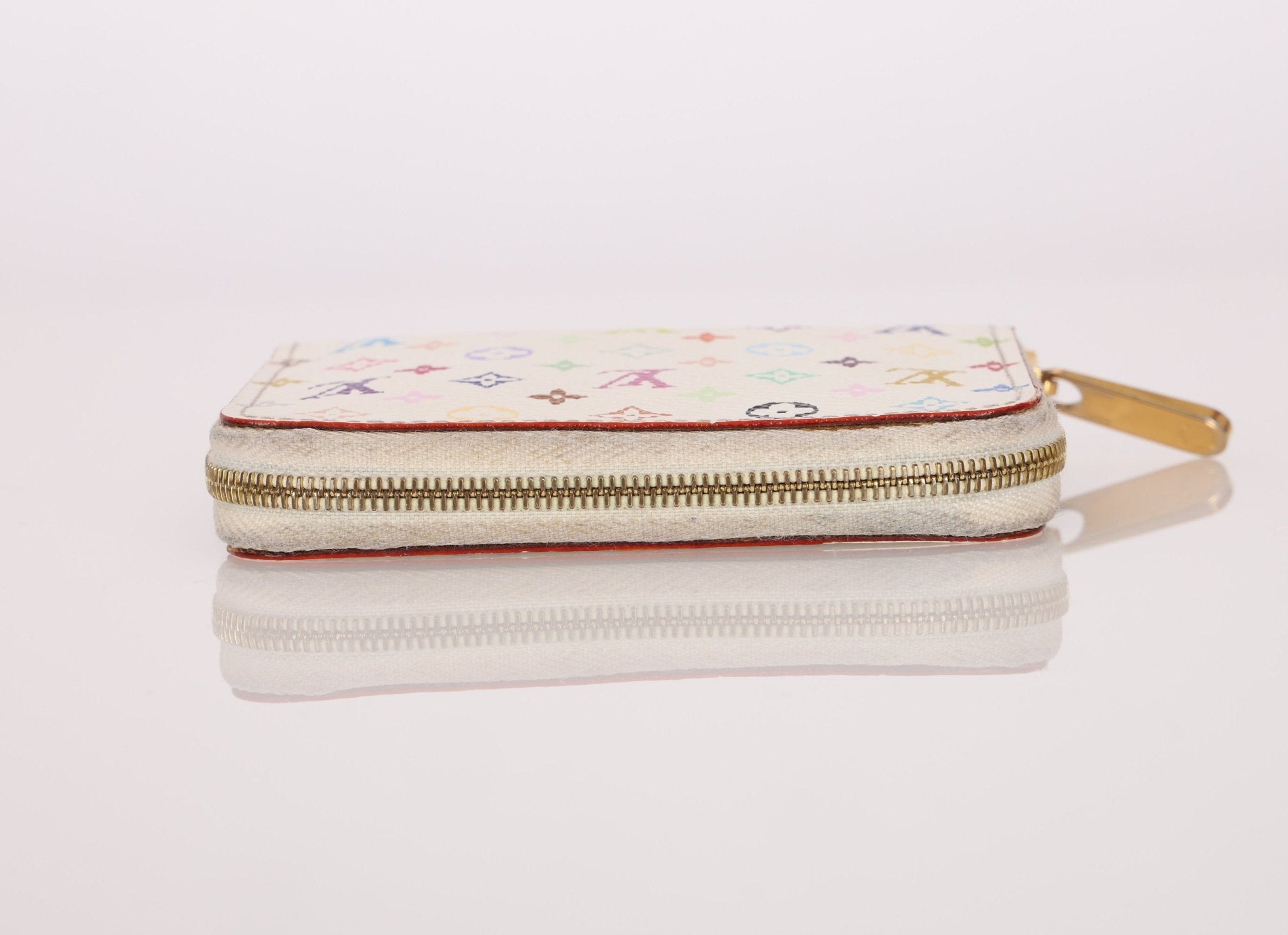Limited Edition Louis Vuitton x Takashi Murakami Multicolor Blanc Zip Card Holder - FashioNica
