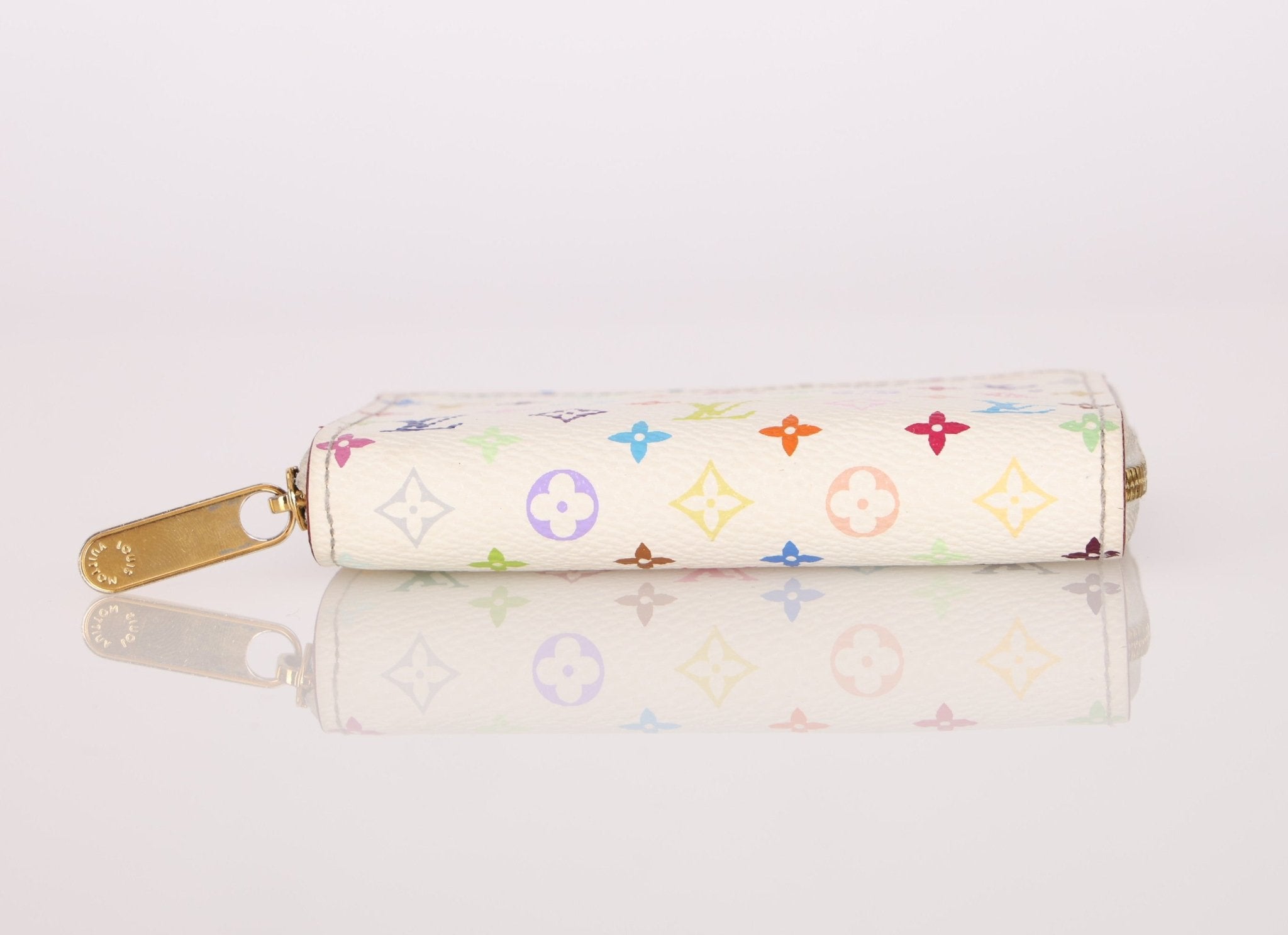 Limited Edition Louis Vuitton x Takashi Murakami Multicolor Blanc Zip Card Holder - FashioNica