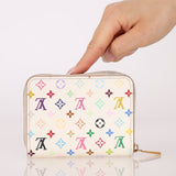 Limited Edition Louis Vuitton x Takashi Murakami Multicolor Blanc Zip Card Holder - FashioNica