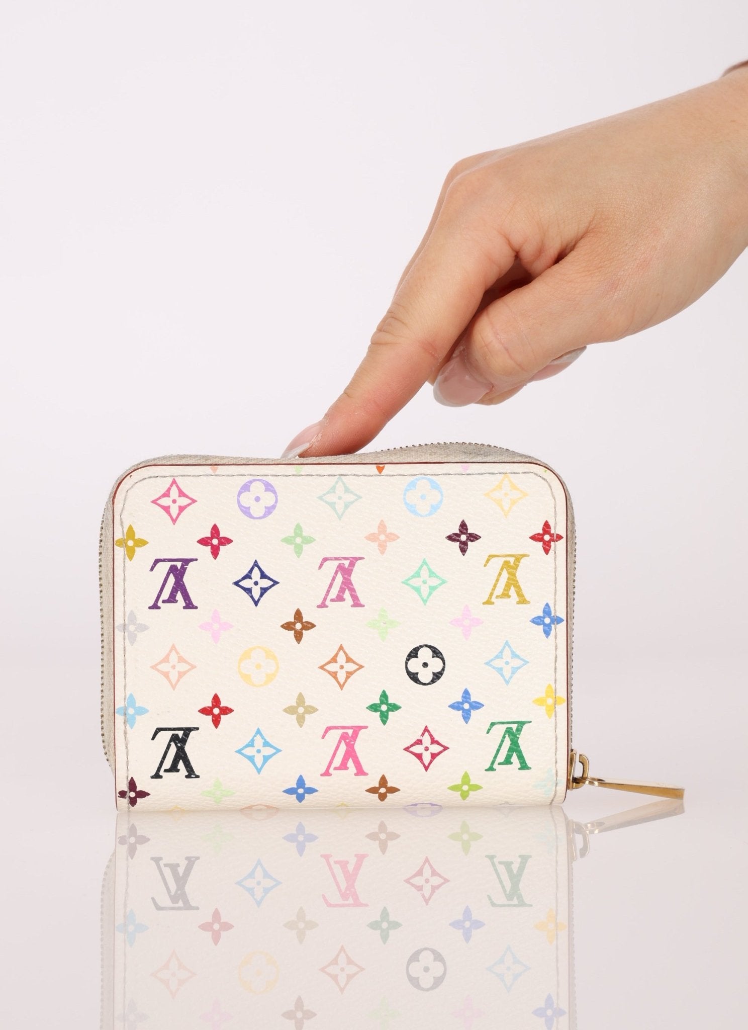 Limited Edition Louis Vuitton x Takashi Murakami Multicolor Blanc Zip Card Holder - FashioNica