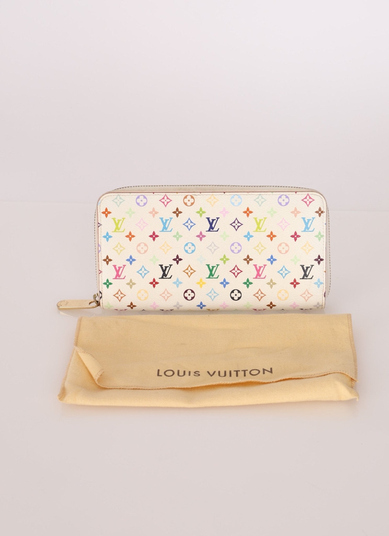 Limited Edition Louis Vuitton x Takashi Murakami Multicolor Blanc Zippy Wallet - FashioNica