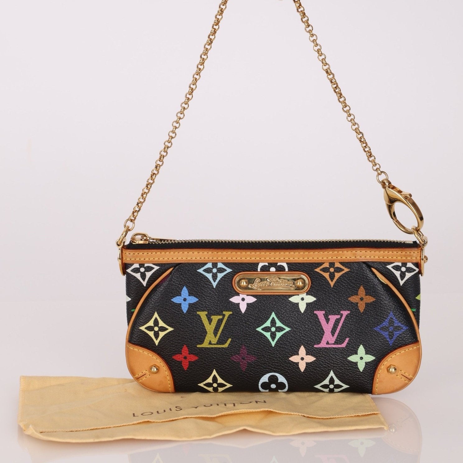 Limited Edition Louis Vuitton x Takashi Murakami Multicolor Noir Milla Pochette - FashioNica
