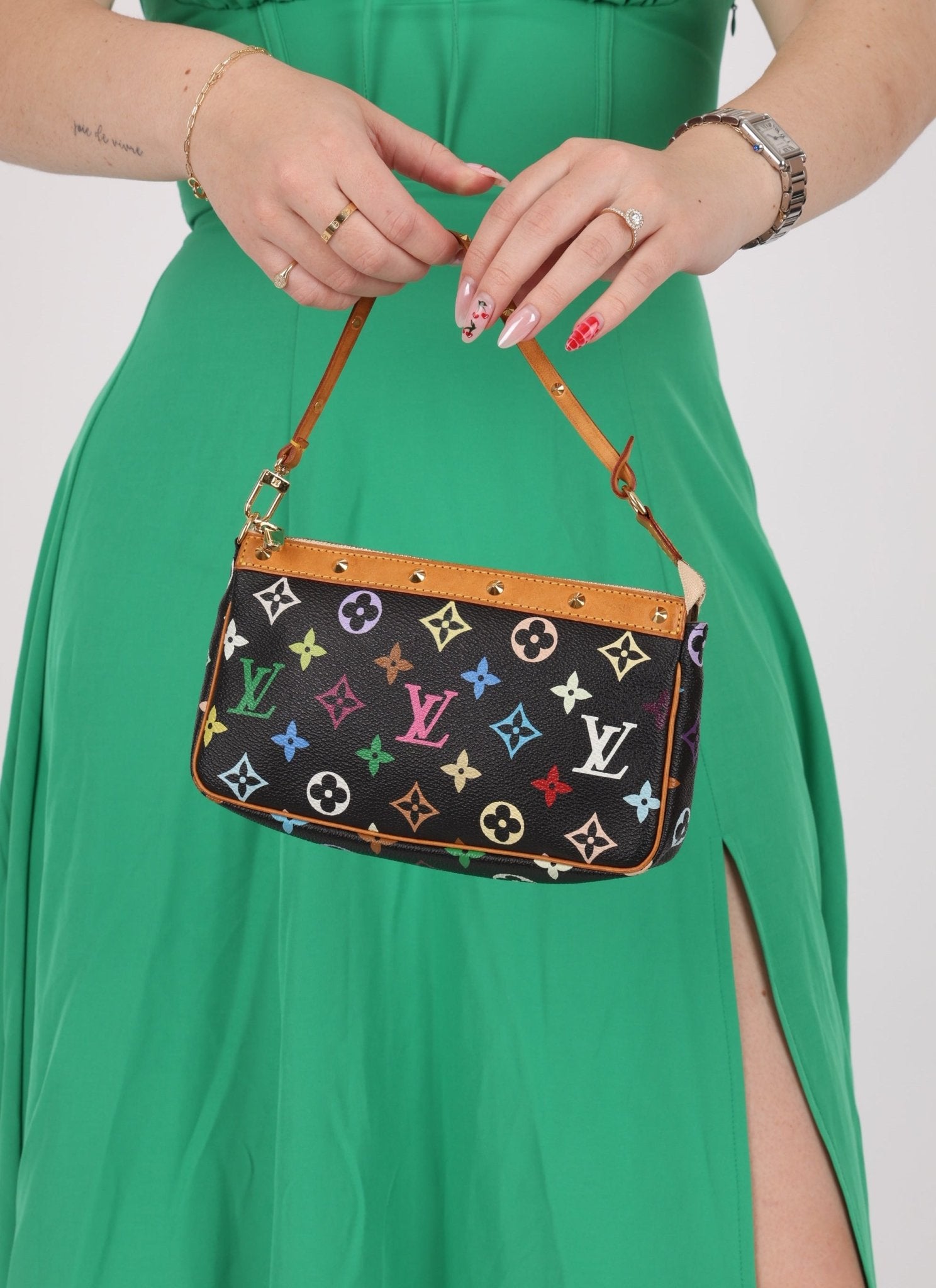 Limited Edition Louis Vuitton x Takashi Murakami Multicolor Noir Pochette - FashioNica