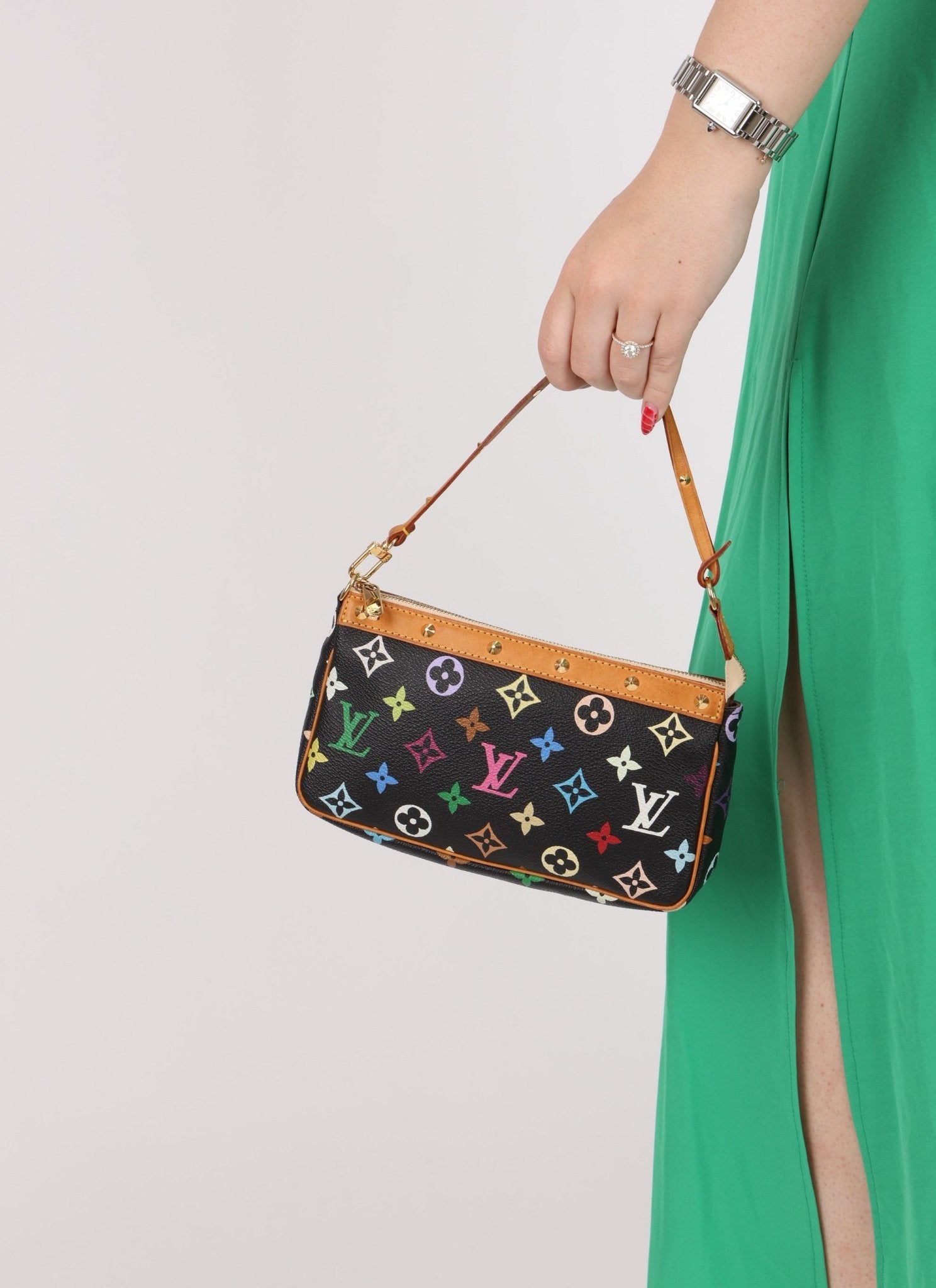 Limited Edition Louis Vuitton x Takashi Murakami Multicolor Noir Pochette - FashioNica