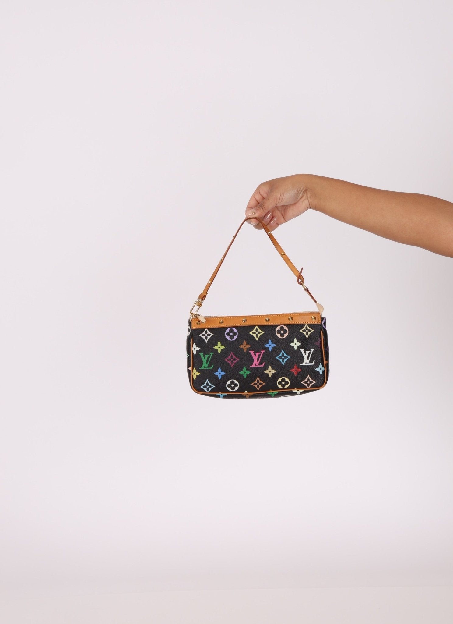 Limited Edition Louis Vuitton x Takashi Murakami Multicolor Noir Pochette - FashioNica