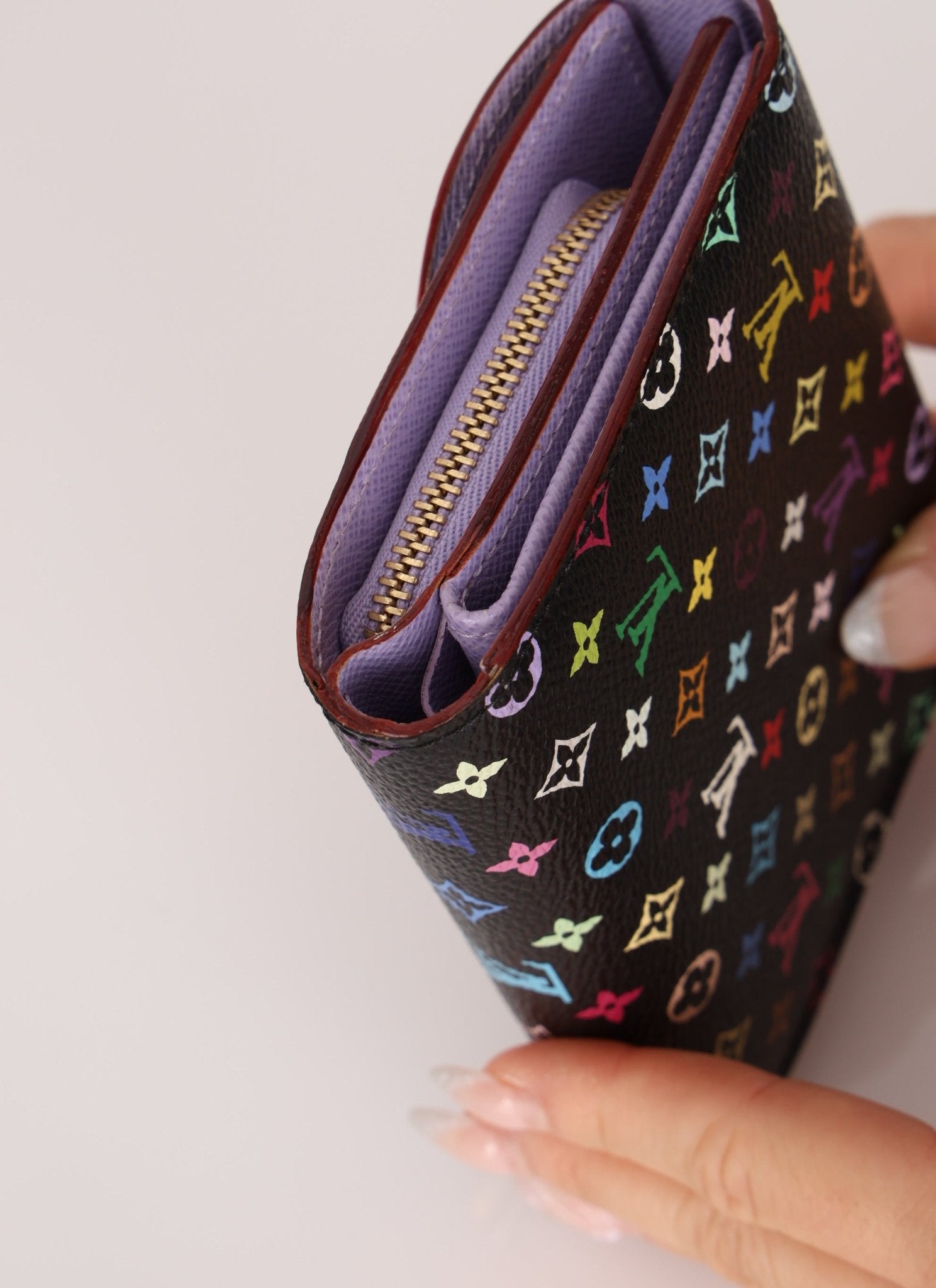 Limited Edition Louis Vuitton X Takashi Murakami Noir Multicolor Joey Wallet - FashioNica