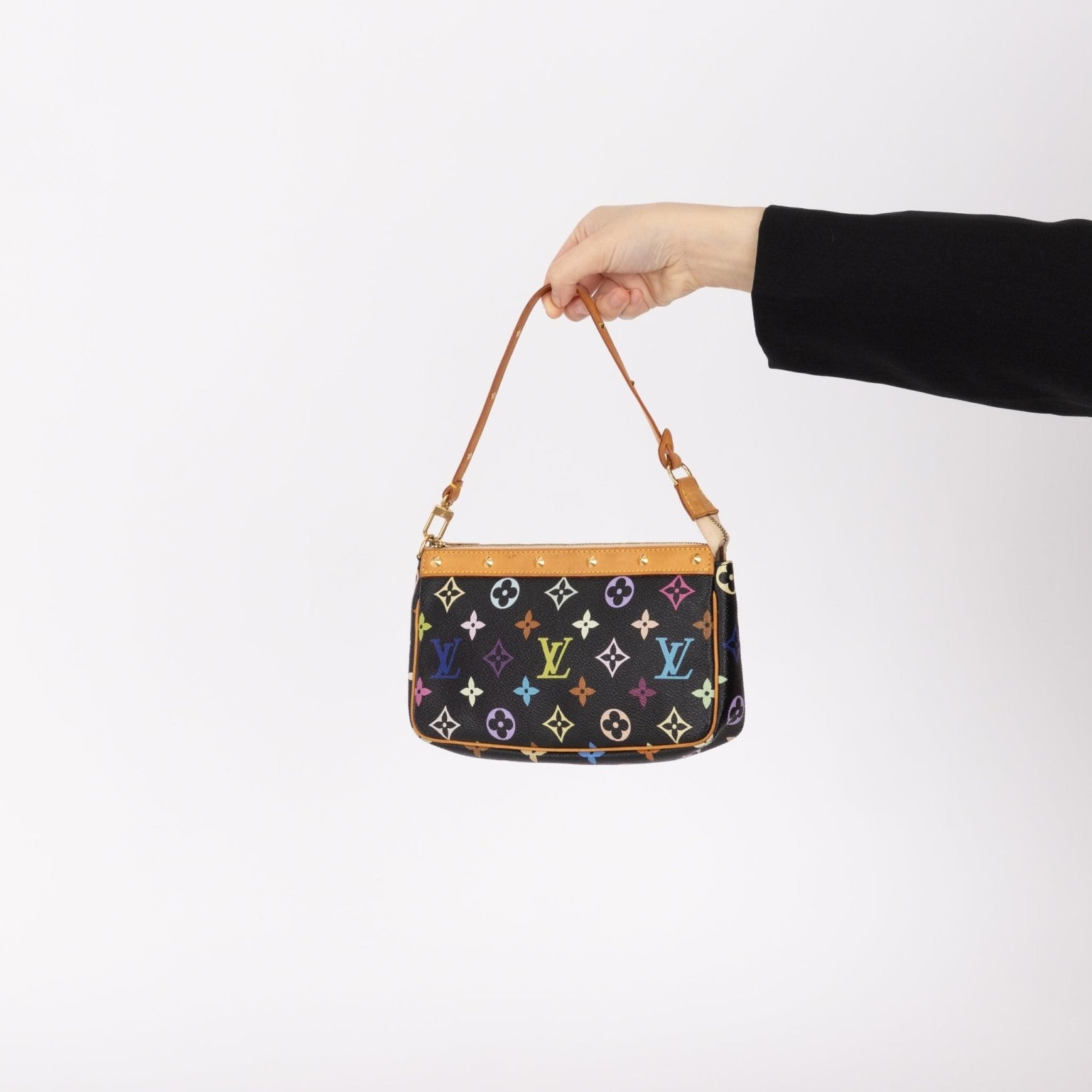 Limited Edition Louis Vuitton x Takashi Murakami Noir Multicolor Pochette - FashioNica