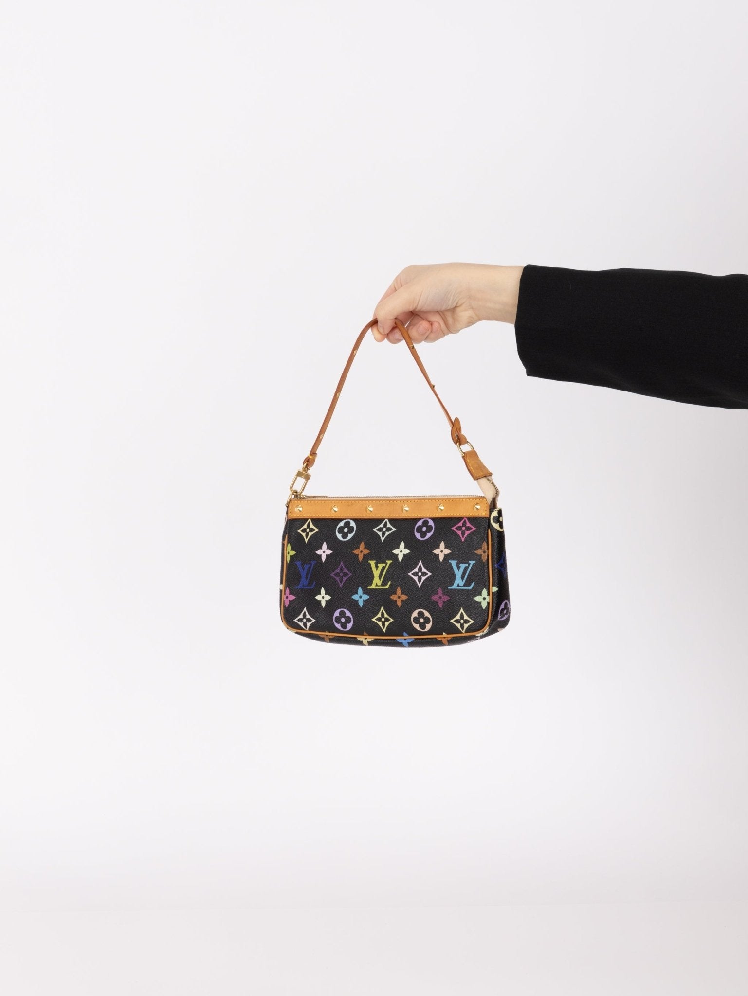 Limited Edition Louis Vuitton x Takashi Murakami Noir Multicolor Pochette - FashioNica