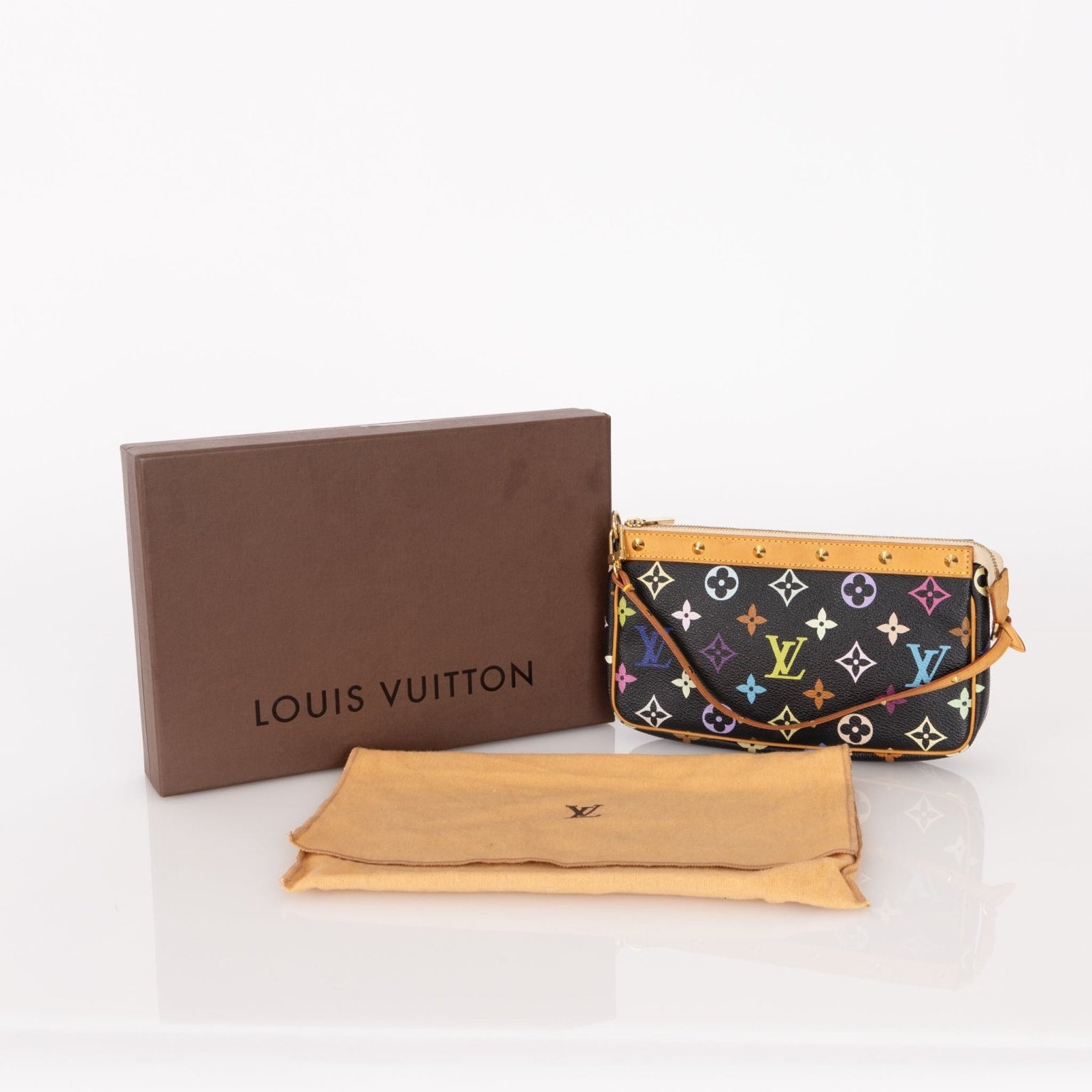 Limited Edition Louis Vuitton x Takashi Murakami Noir Multicolor Pochette - FashioNica