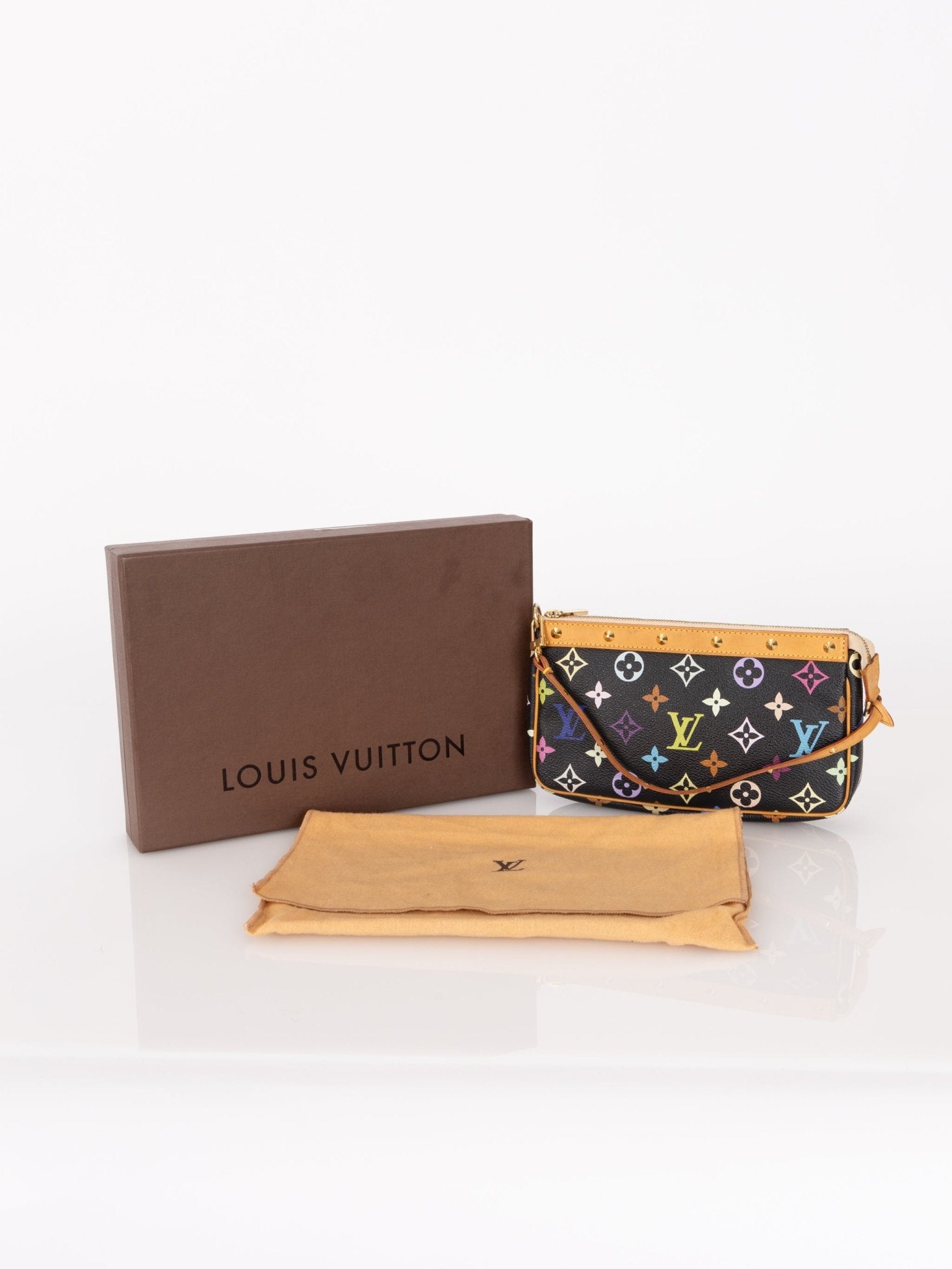 Limited Edition Louis Vuitton x Takashi Murakami Noir Multicolor Pochette - FashioNica