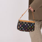 Limited Edition Louis Vuitton x Takashi Murakami Noir Multicolor Pochette - FashioNica
