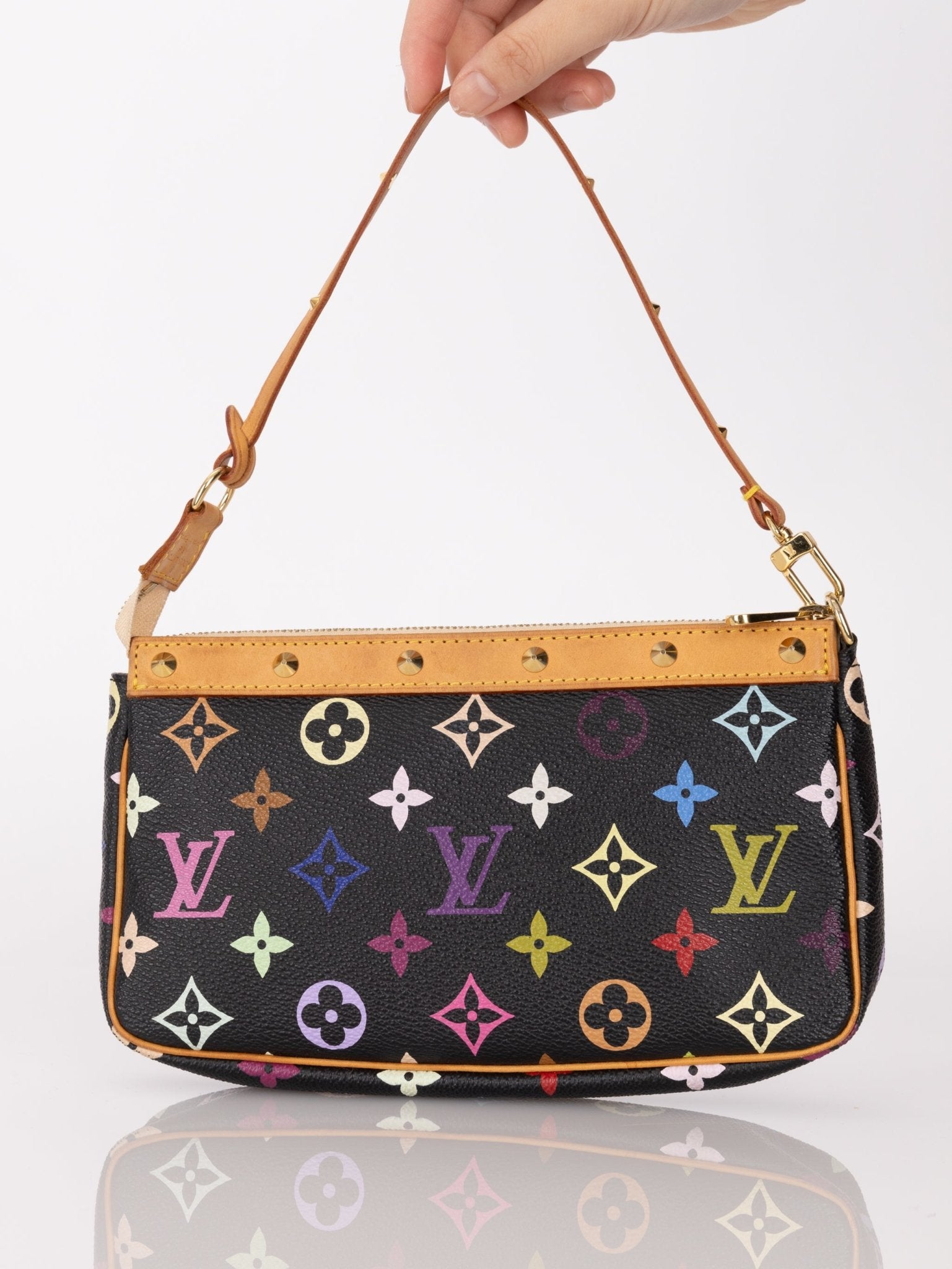 Limited Edition Louis Vuitton x Takashi Murakami Noir Multicolor Pochette - FashioNica