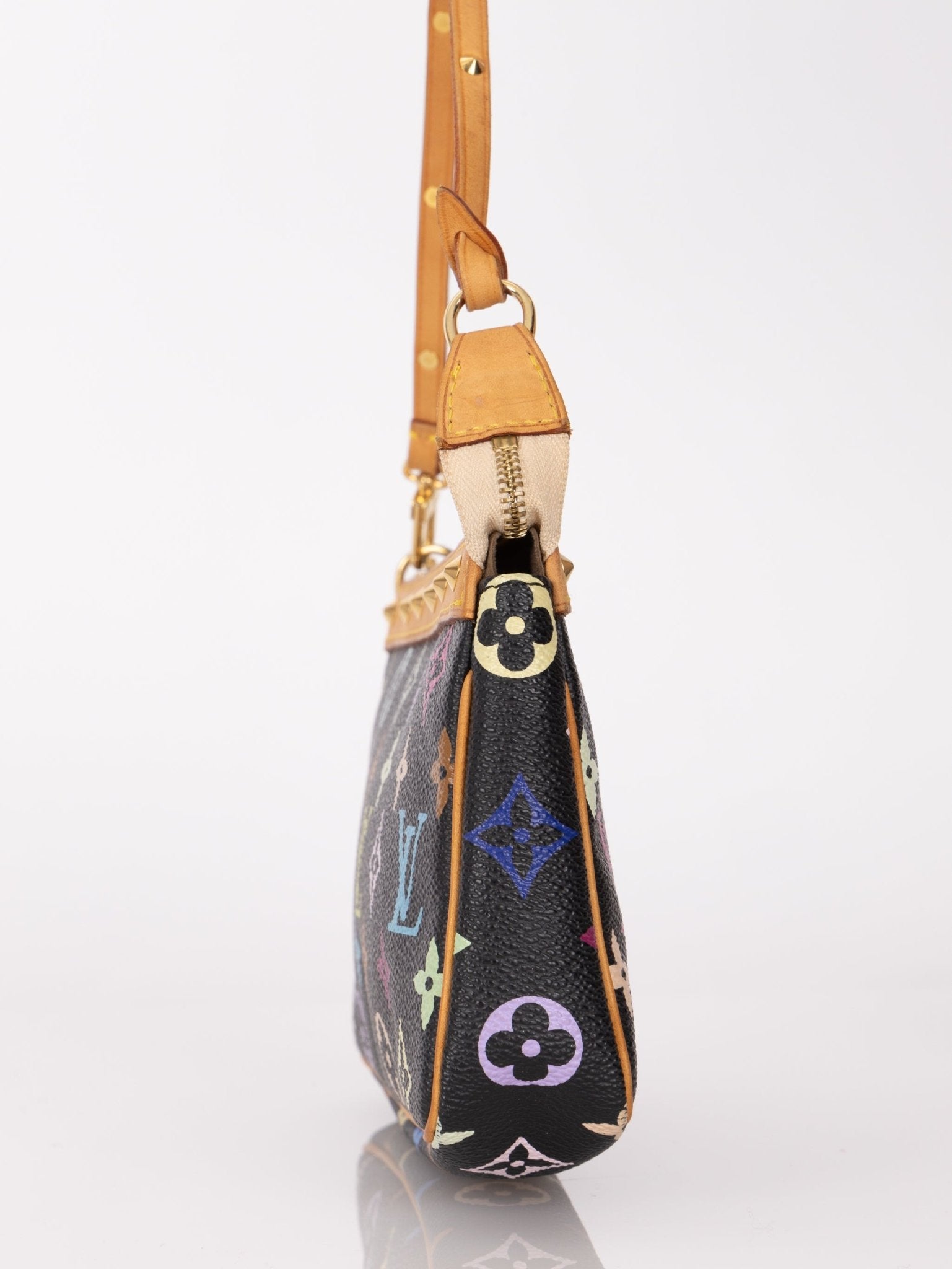 Limited Edition Louis Vuitton x Takashi Murakami Noir Multicolor Pochette - FashioNica