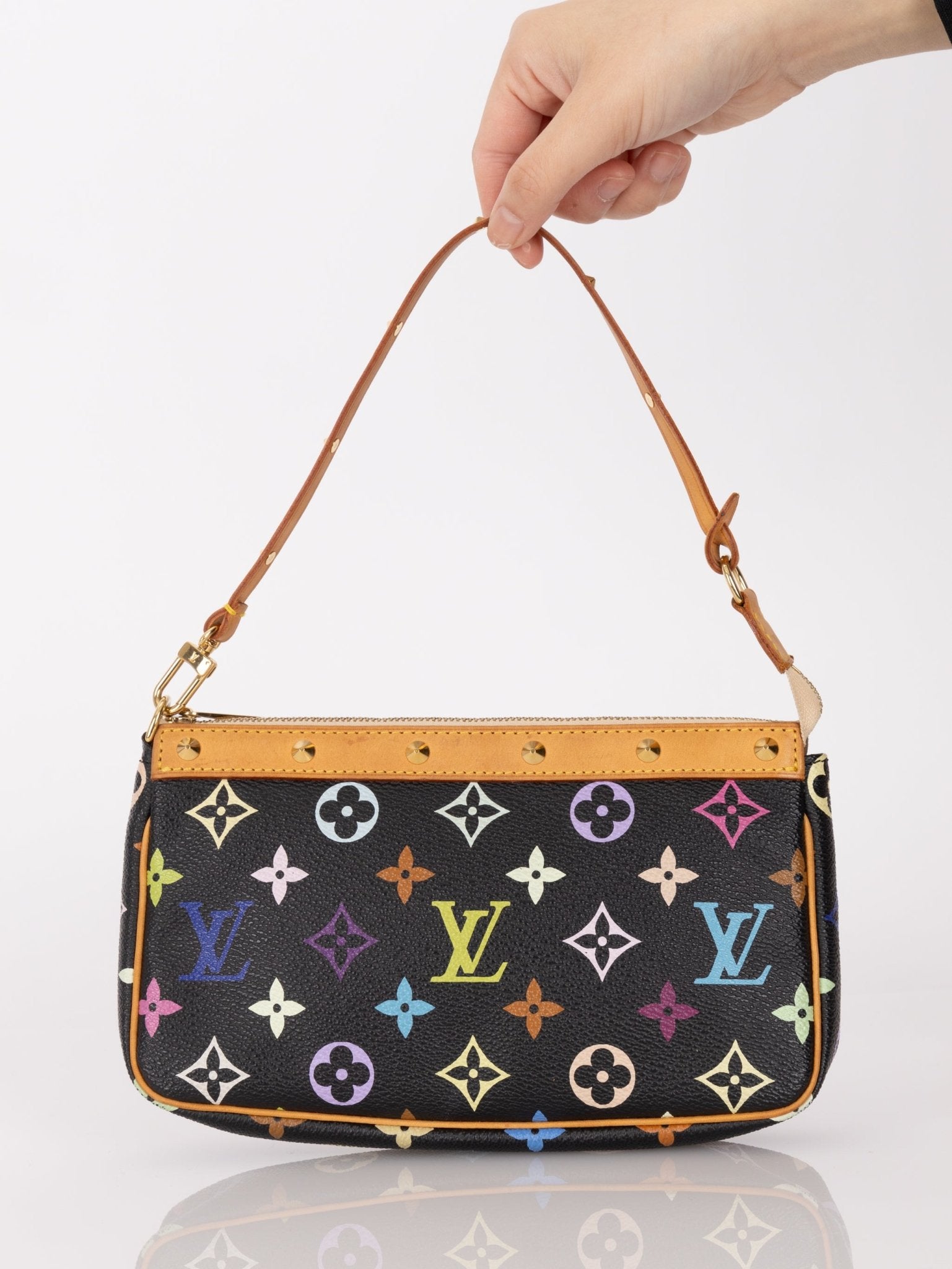 Limited Edition Louis Vuitton x Takashi Murakami Noir Multicolor Pochette - FashioNica