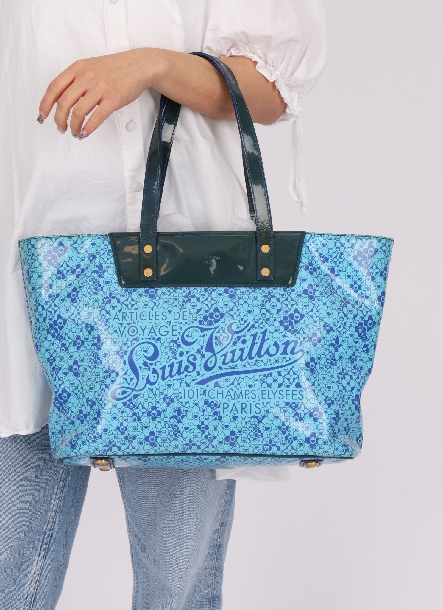 Limited Edition Louis Vuitton x Takashi Murakami Patent Cosmic Blossom Tote PM - FashioNica