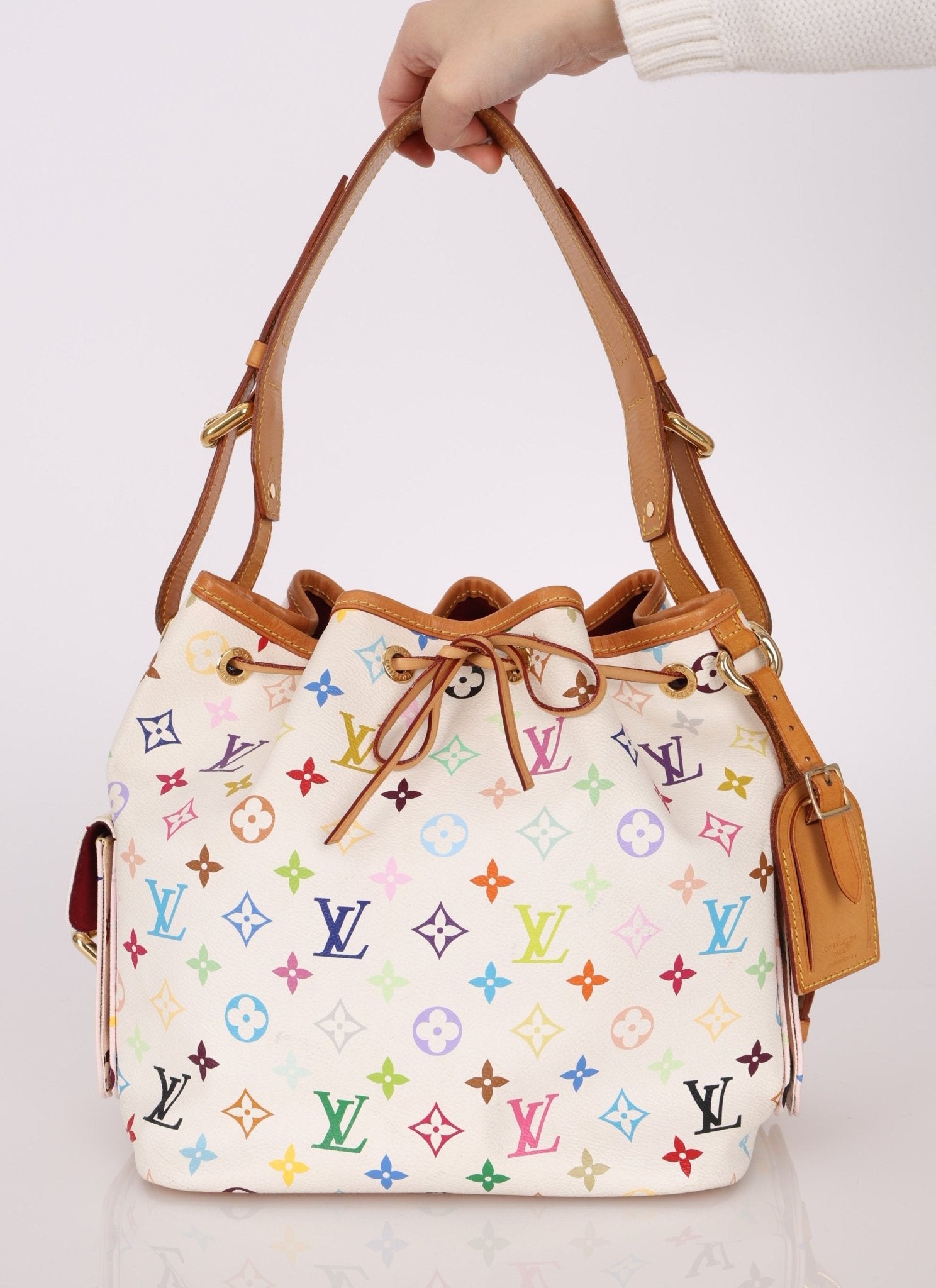 Limited Edition Louis Vuitton x Takashi Murakami White Multicolor Petit Noe - FashioNica