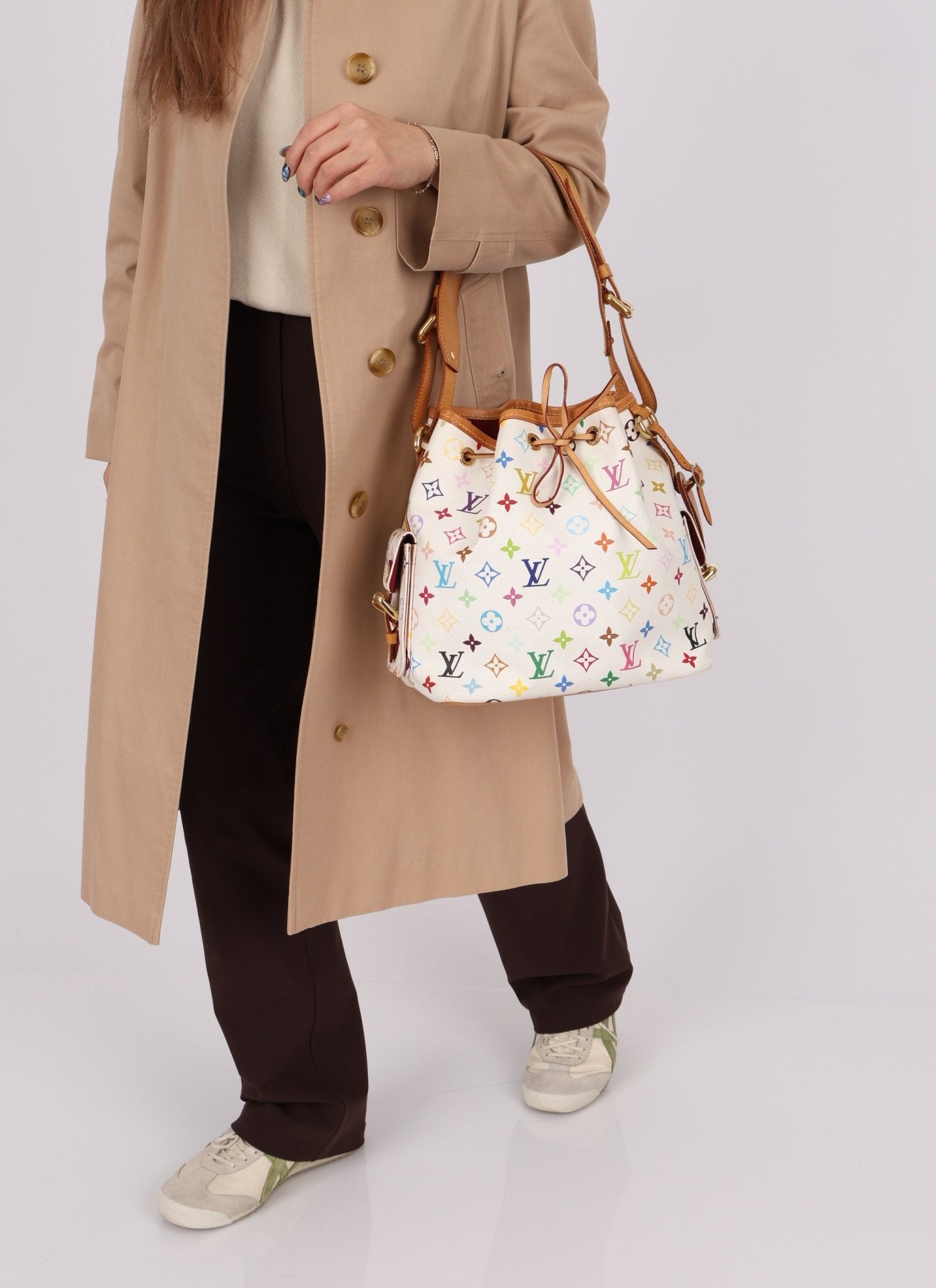 Limited Edition Louis Vuitton x Takashi Murakami White Multicolor Petit Noe - FashioNica
