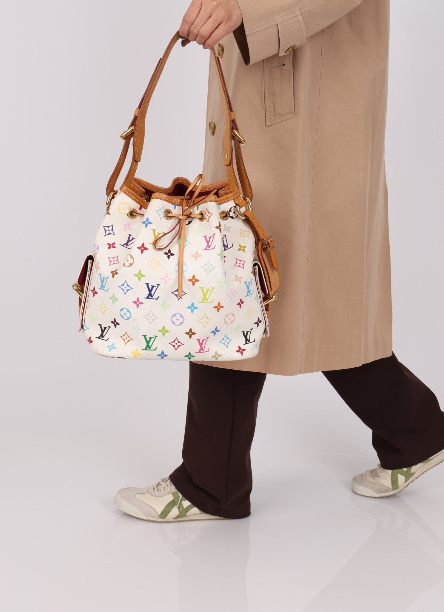 Limited Edition Louis Vuitton x Takashi Murakami White Multicolor Petit Noe - FashioNica