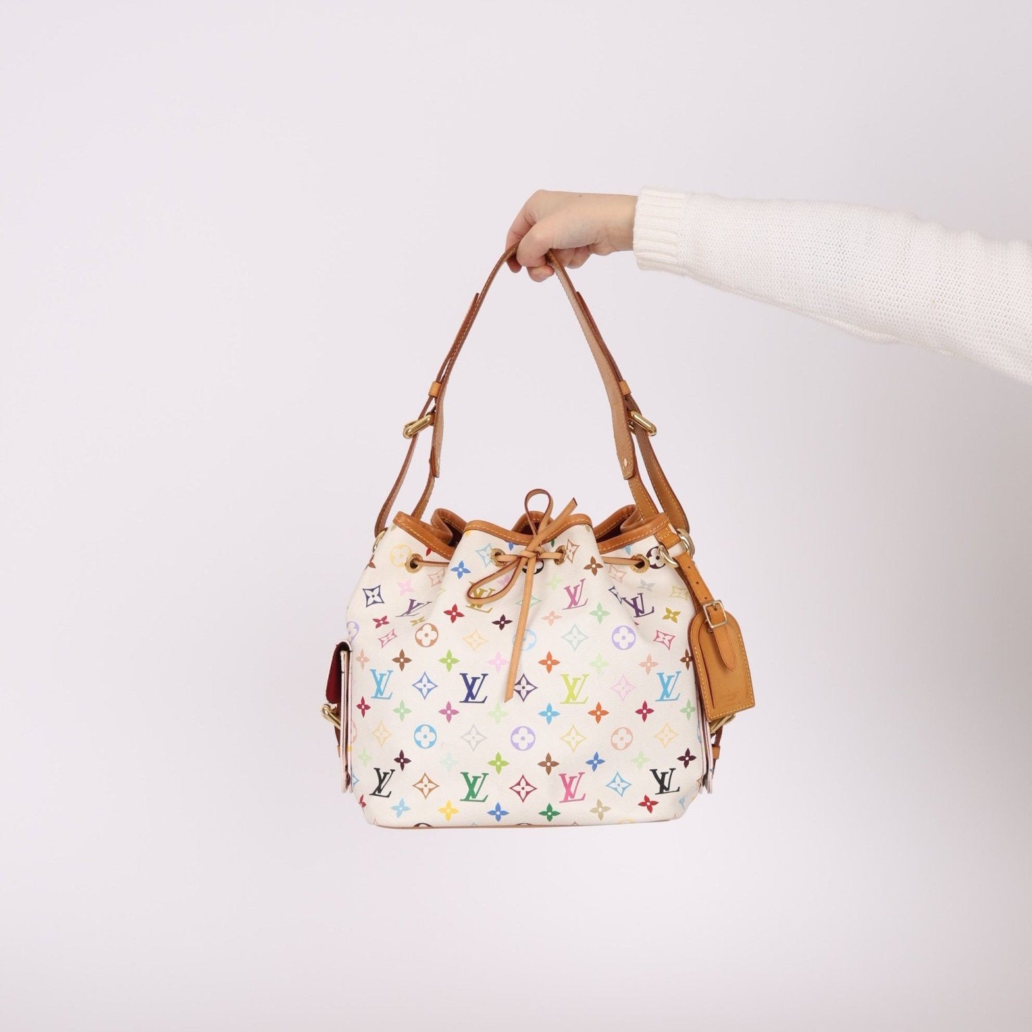 Limited Edition Louis Vuitton x Takashi Murakami White Multicolor Petit Noe - FashioNica