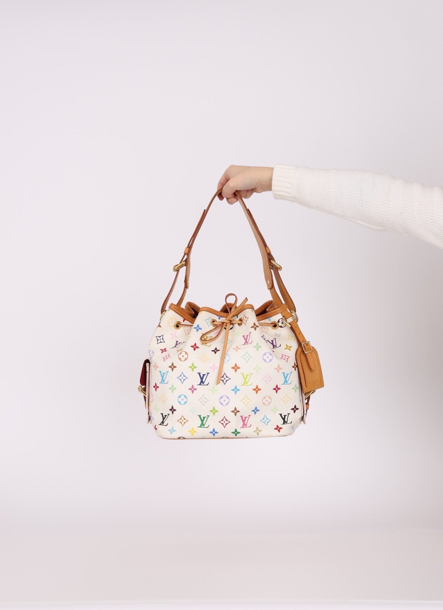 Limited Edition Louis Vuitton x Takashi Murakami White Multicolor Petit Noe - FashioNica