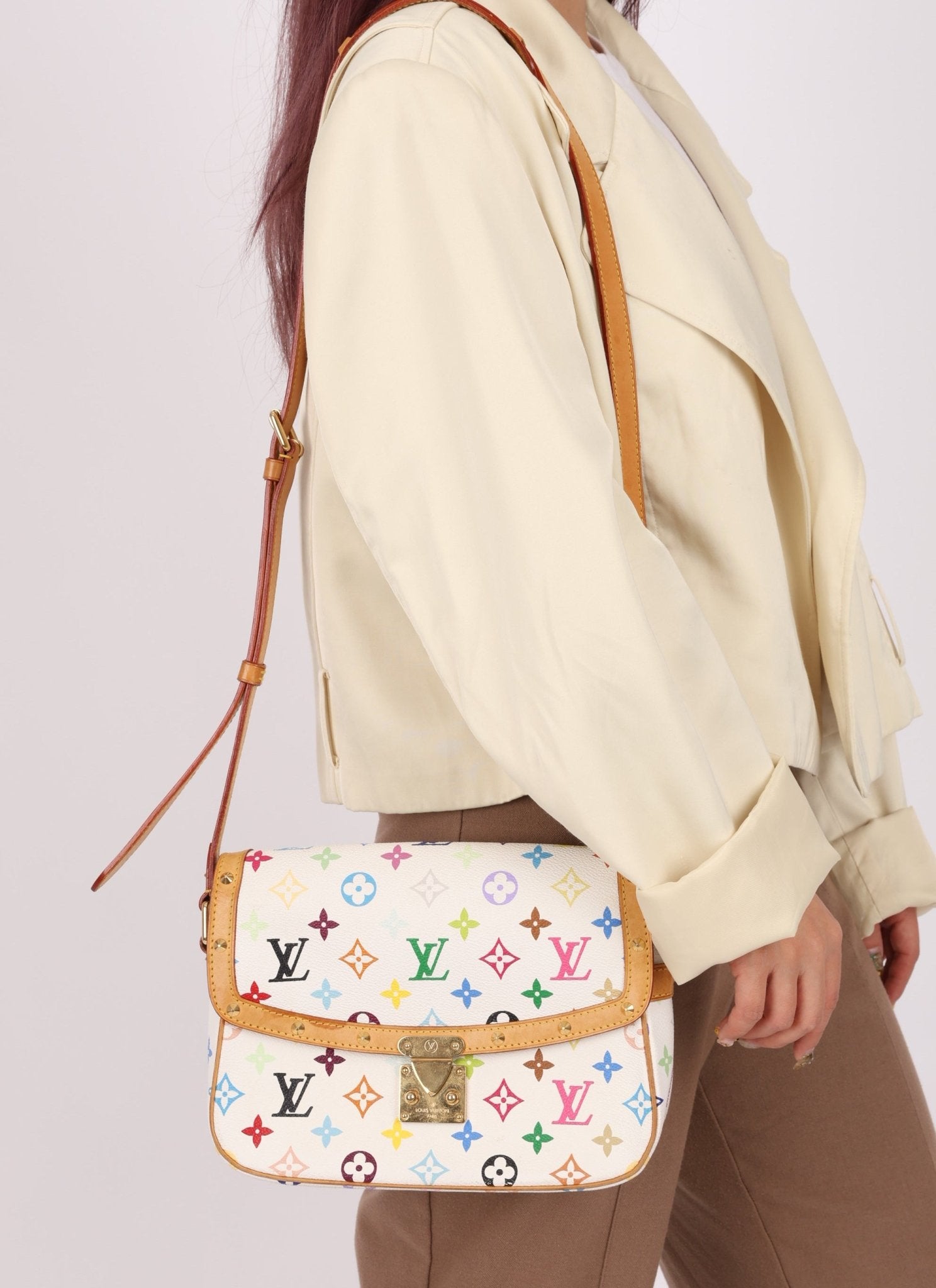 Limited Edition Louis Vuitton x Takashi Murakami White Sologne Crossbody - FashioNica