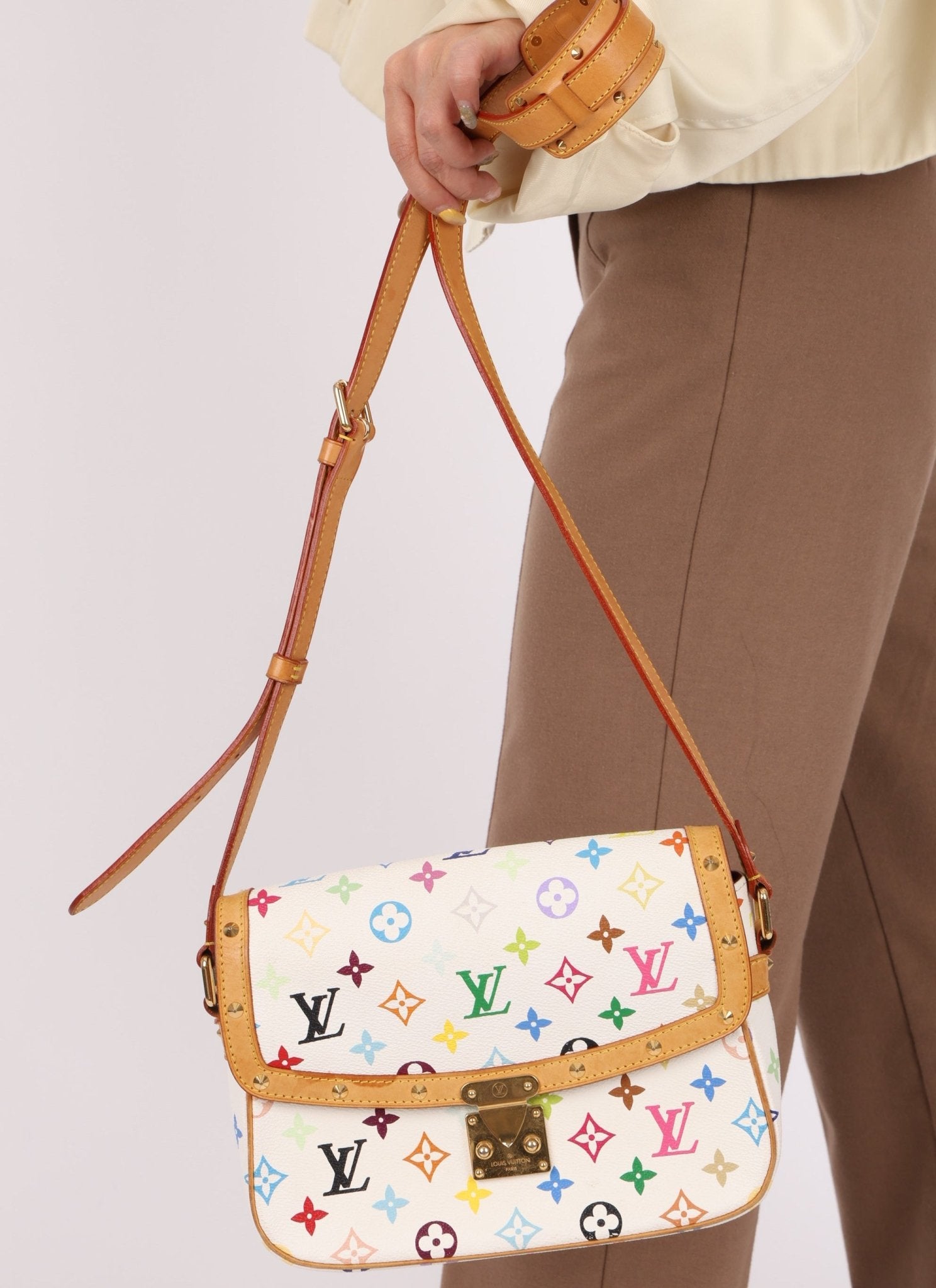 Limited Edition Louis Vuitton x Takashi Murakami White Sologne Crossbody - FashioNica