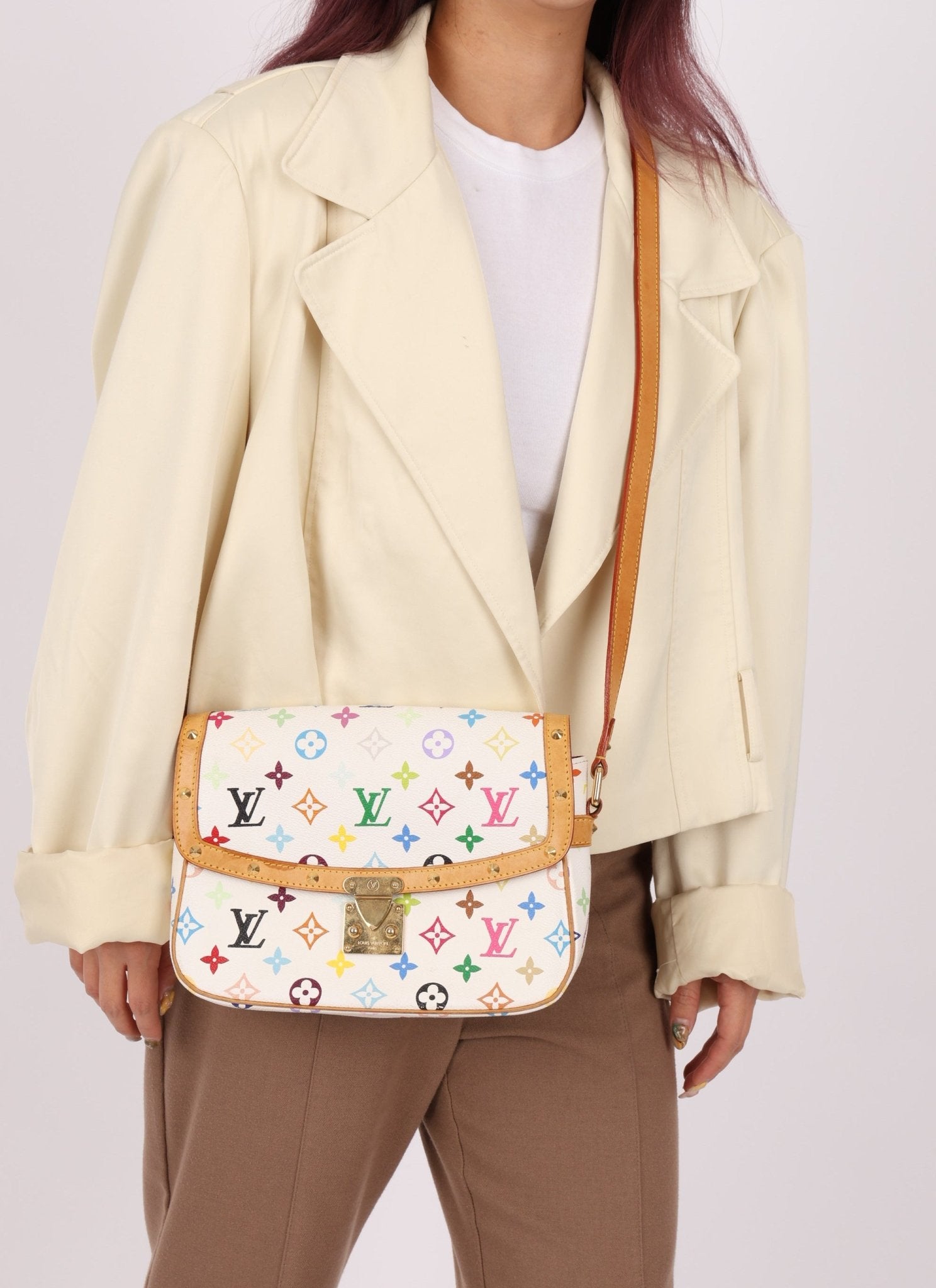 Limited Edition Louis Vuitton x Takashi Murakami White Sologne Crossbody - FashioNica