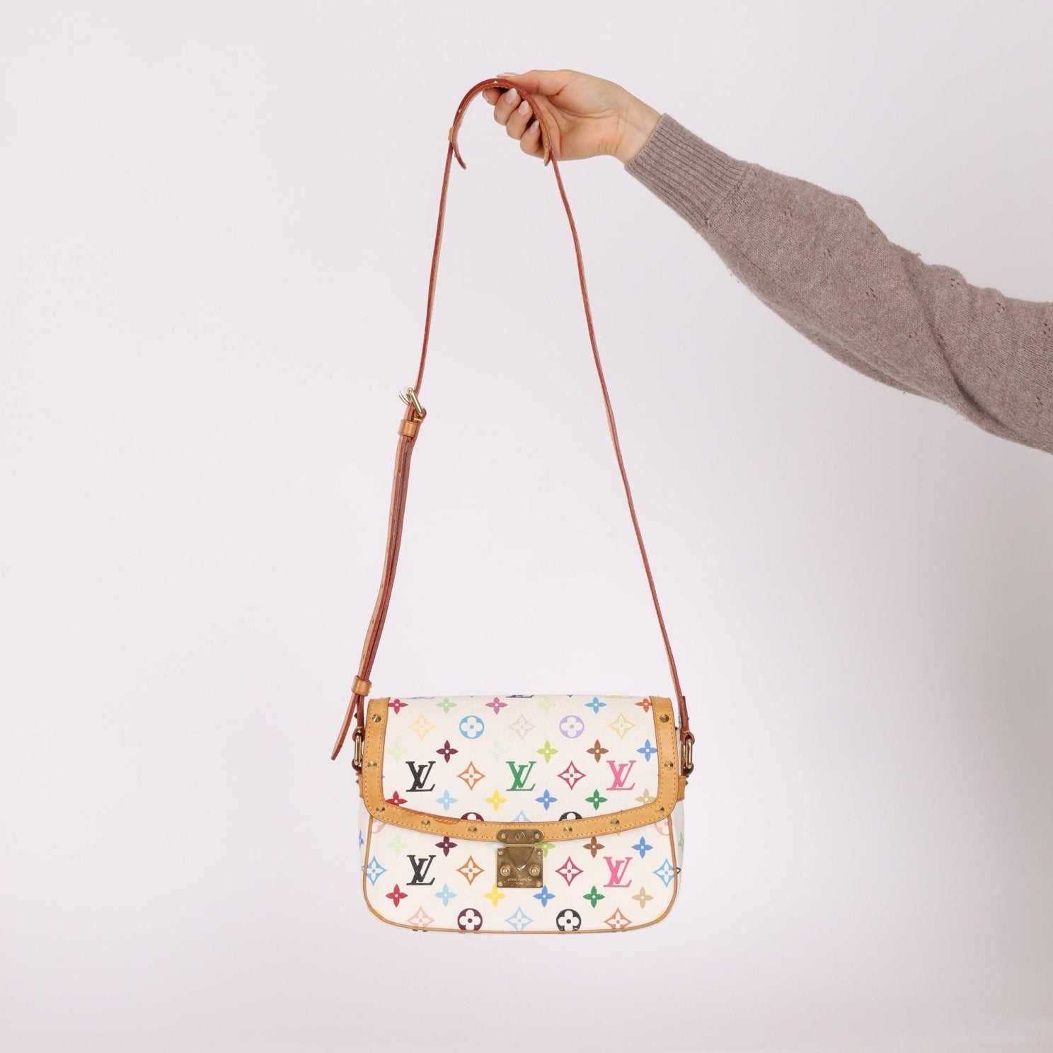 Limited Edition Louis Vuitton x Takashi Murakami White Sologne Crossbody - FashioNica