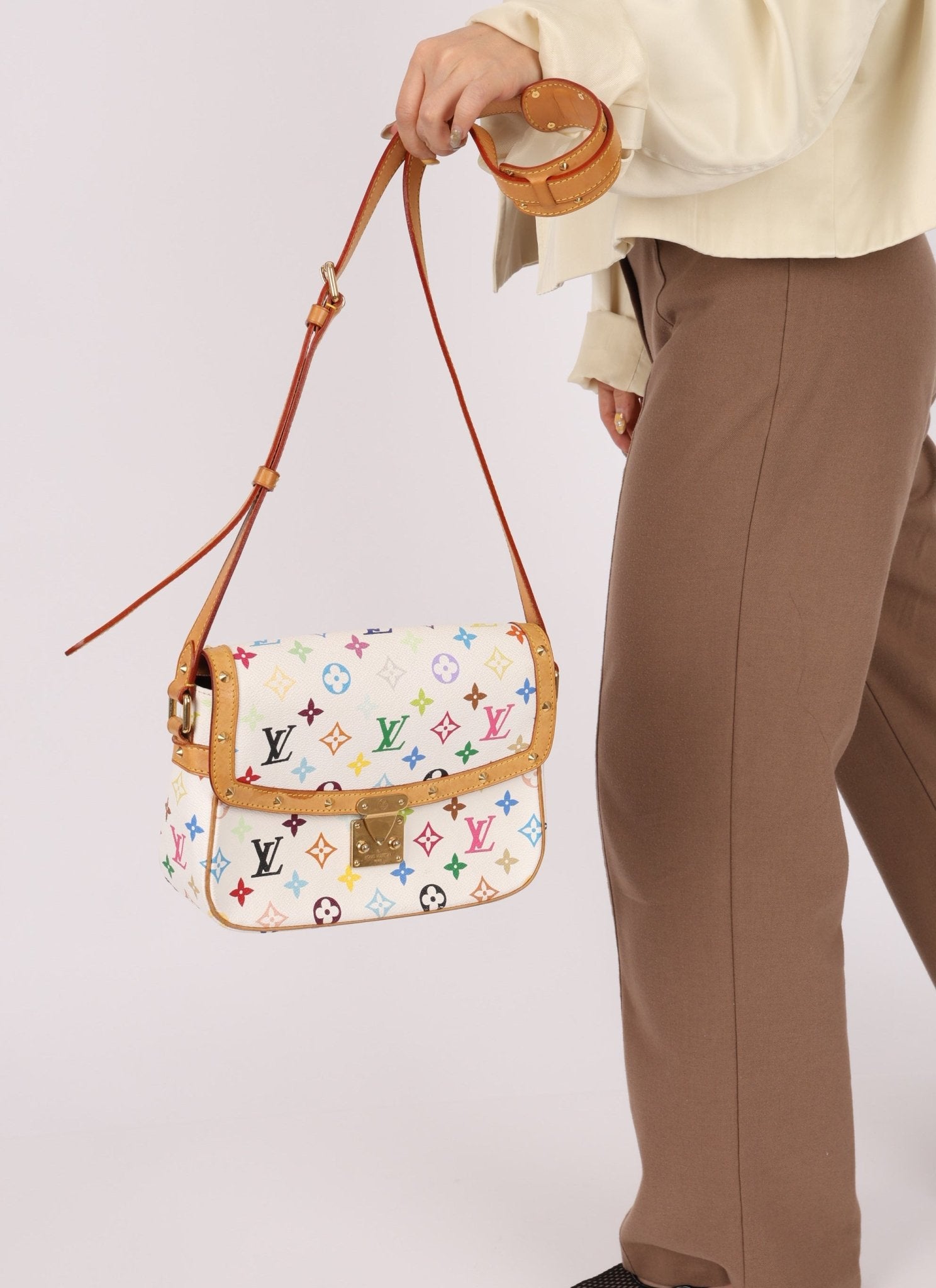 Limited Edition Louis Vuitton x Takashi Murakami White Sologne Crossbody - FashioNica