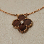 Limited Edition Van Cleef & Arpels 2017 18K RG Vintage Alhambra Bull's Eye Diamond Pendant Necklace - FashioNica