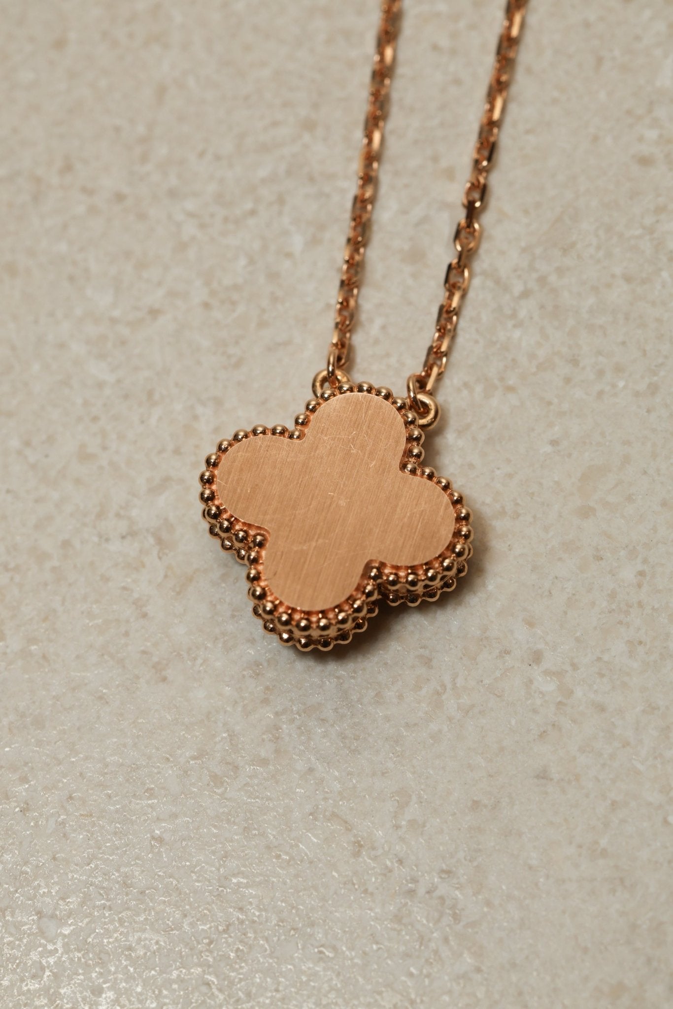 Limited Edition Van Cleef & Arpels 2017 18K RG Vintage Alhambra Bull's Eye Diamond Pendant Necklace - FashioNica