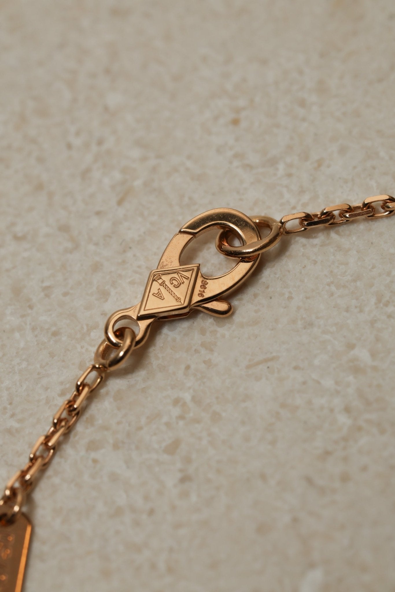 Limited Edition Van Cleef & Arpels 2017 18K RG Vintage Alhambra Bull's Eye Diamond Pendant Necklace - FashioNica