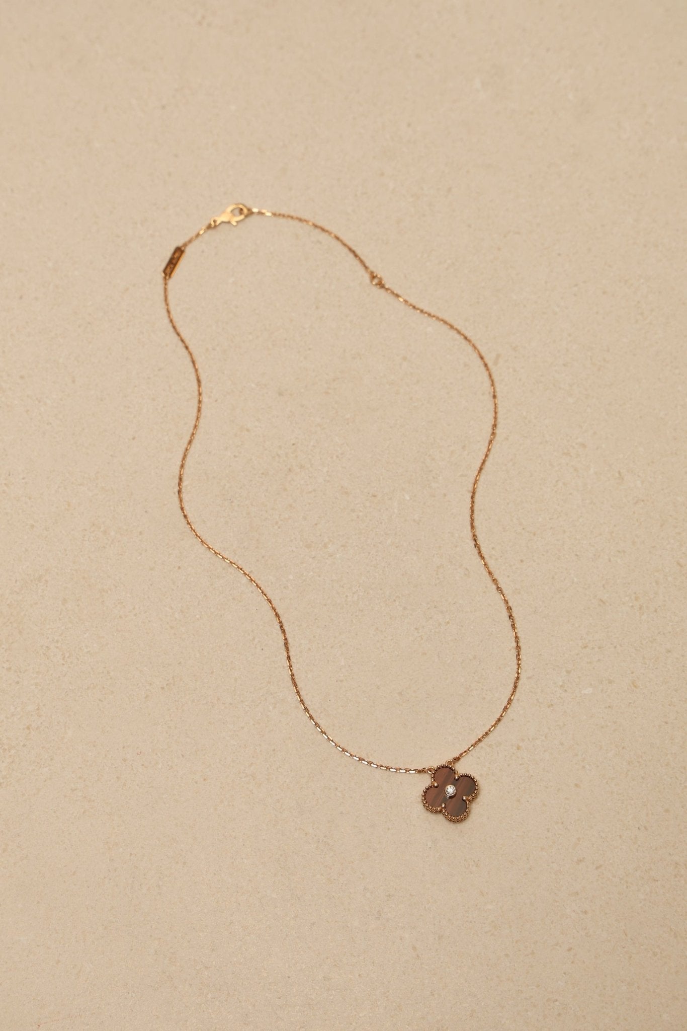 Limited Edition Van Cleef & Arpels 2017 18K RG Vintage Alhambra Bull's Eye Diamond Pendant Necklace - FashioNica