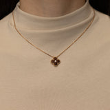 Limited Edition Van Cleef & Arpels 2017 18K RG Vintage Alhambra Bull's Eye Diamond Pendant Necklace - FashioNica