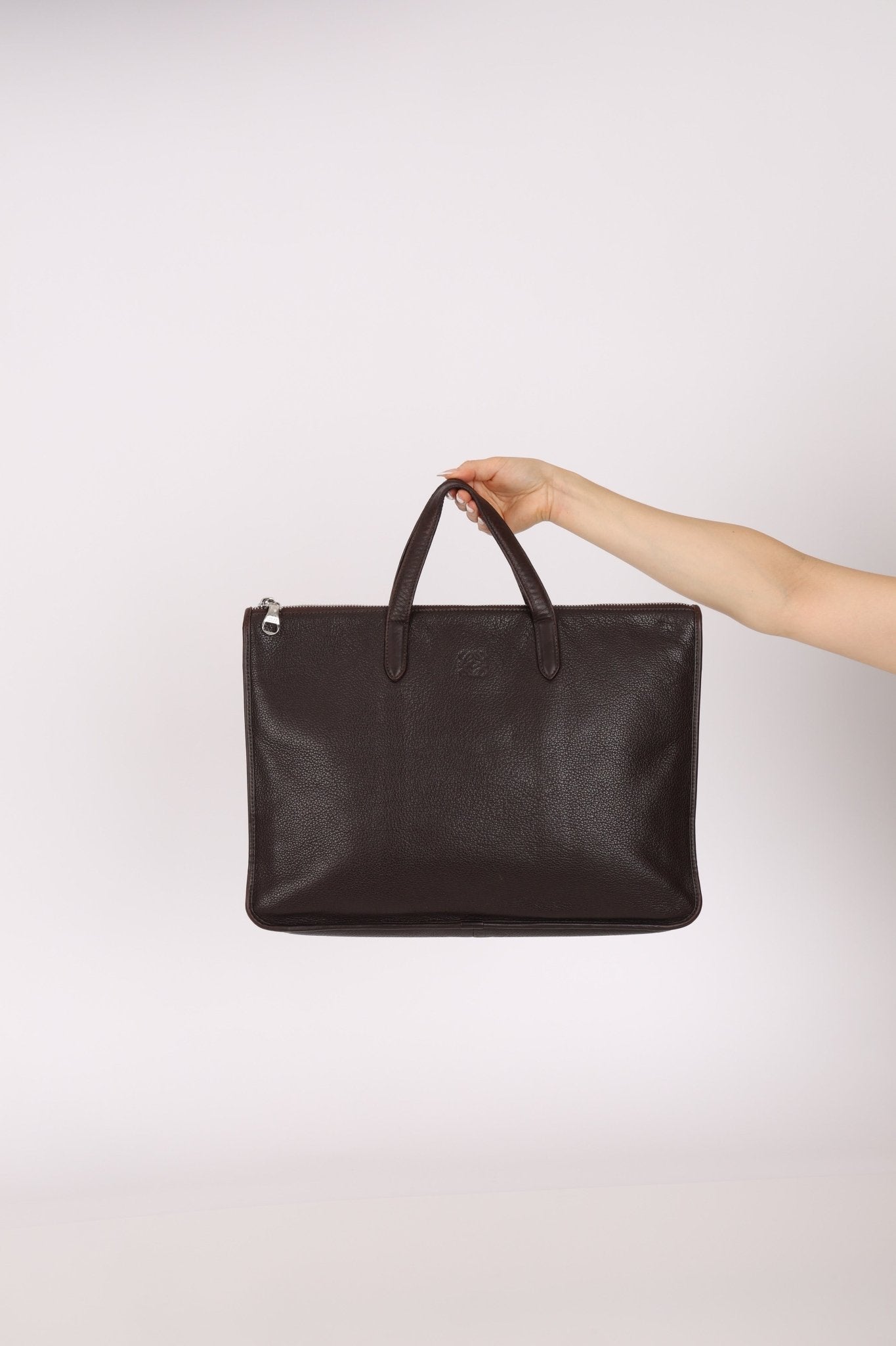 Loewe Anagram Chocolate Briefcase Top Handle - FashioNica
