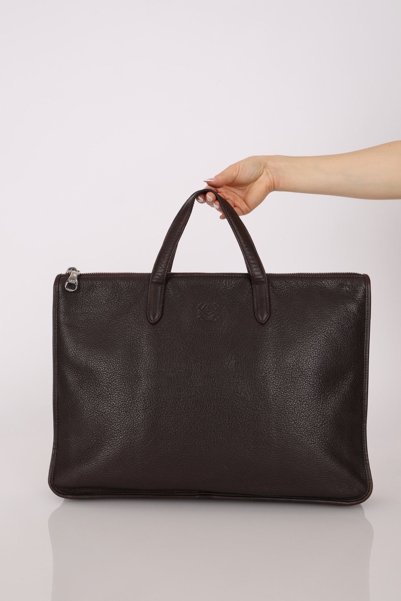 Loewe Anagram Chocolate Briefcase Top Handle - FashioNica