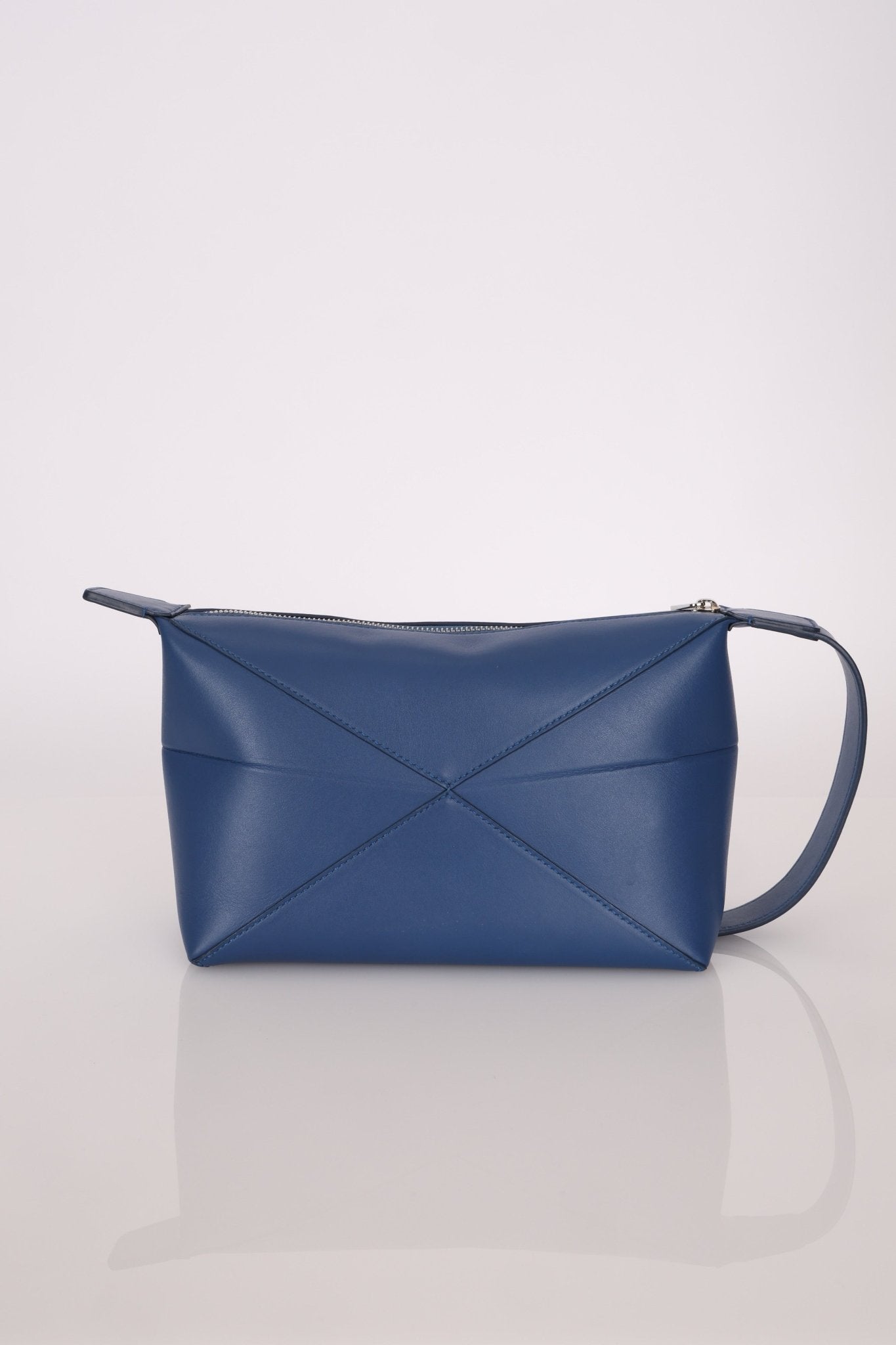 Loewe Blue Calfskin Puzzle Fold Wash Bag - FashioNica