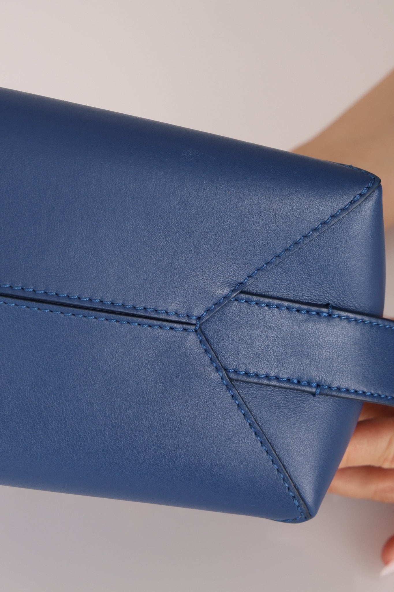 Loewe Blue Calfskin Puzzle Fold Wash Bag - FashioNica