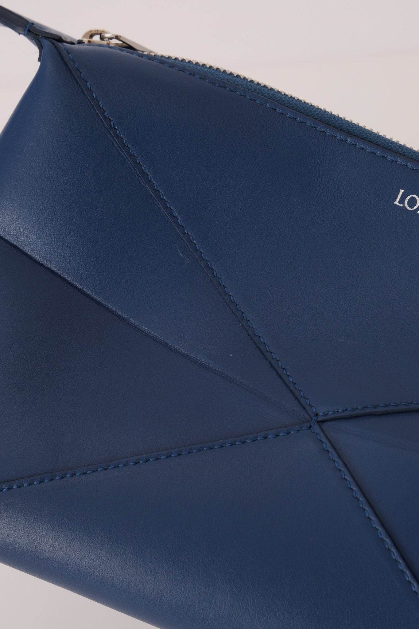 Loewe Blue Calfskin Puzzle Fold Wash Bag - FashioNica