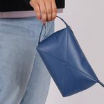 Loewe Blue Calfskin Puzzle Fold Wash Bag - FashioNica