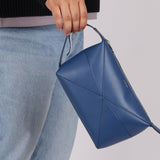 Loewe Blue Calfskin Puzzle Fold Wash Bag - FashioNica